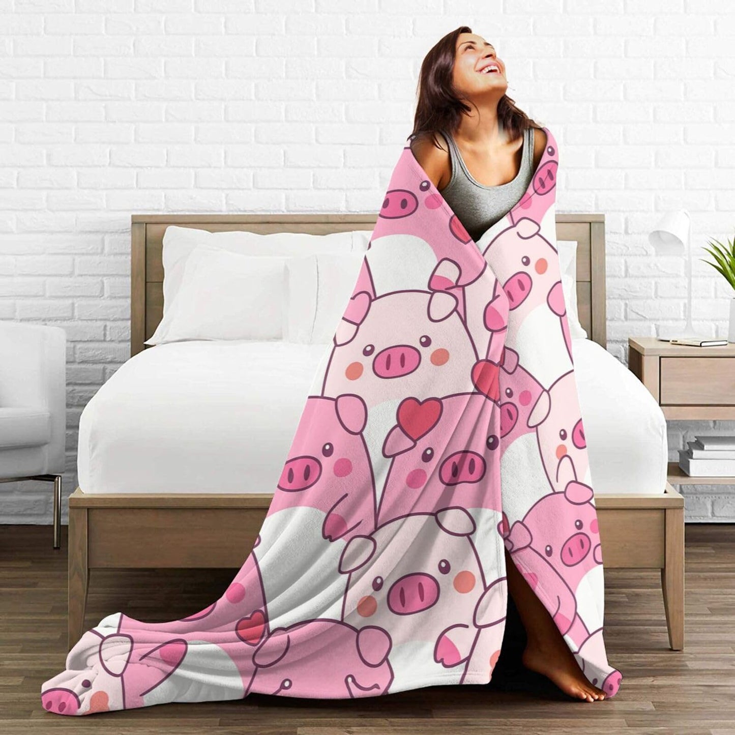 Pig Blanket Cute Pig Throw Blanket Soft Warm Cozy Fleece Fuzzy Plush Flannel Blankets Gifts for Girls Women Boys Kids Adults 40"X50"