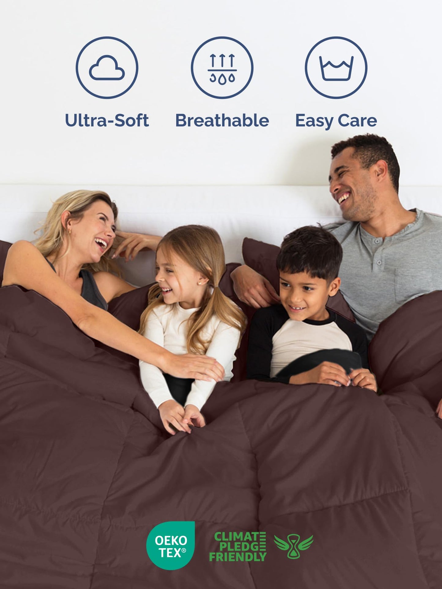 Queen Comforter Set Brown/Beige - Bed in a Bag Queen Size 7 Pieces - Down Alternative Lightweight Reversible Comforter Bedding Set with Flat Sheet, Fitted Sheet, Pillowcases and Shams for All Seasons