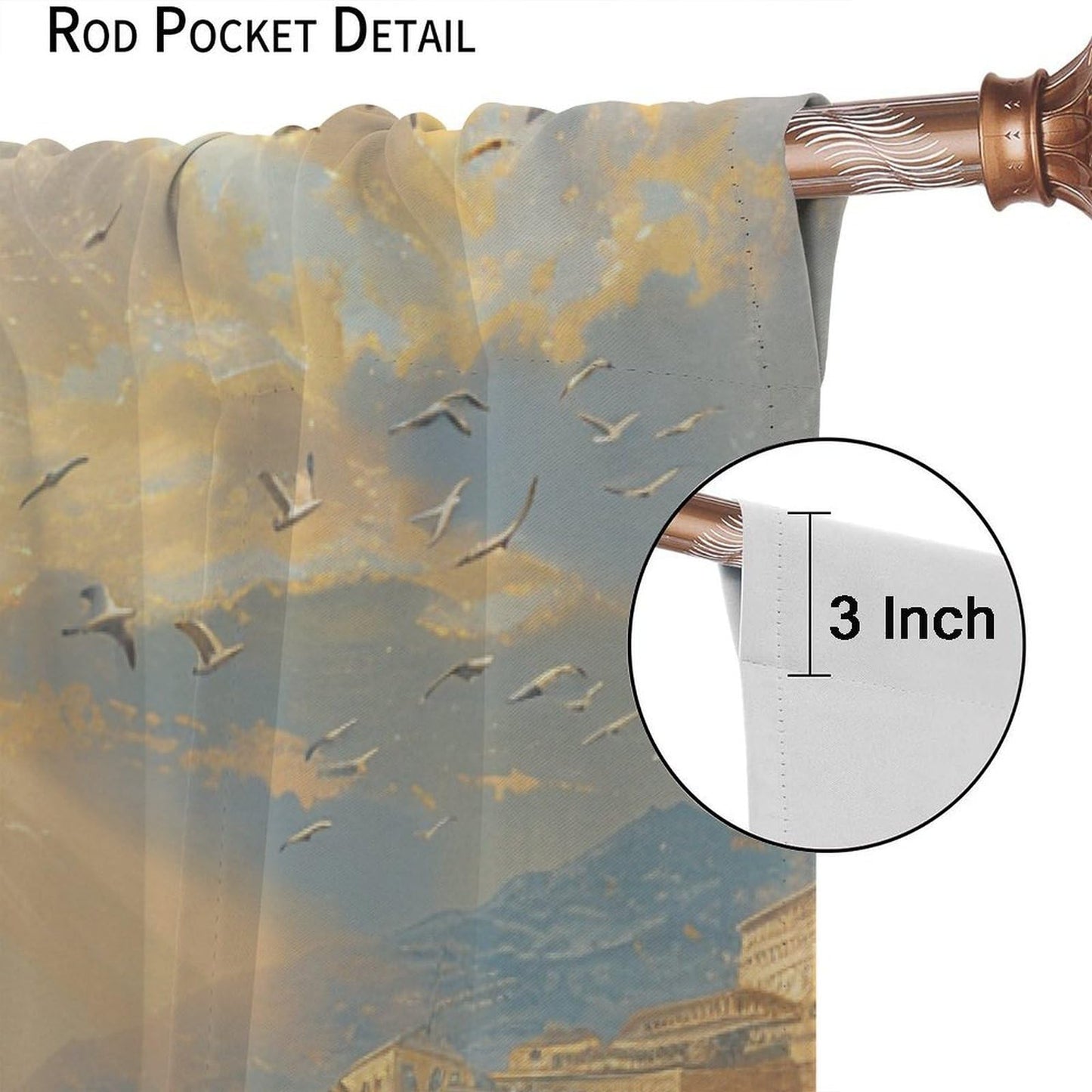 TOWINSFB Cute Dolphin Sailboat Blackout Curtains for Bedroom Living Room, Vintage Building Ocean Pirate Ship Thermal Insulated Room Darkening Curtain - 42" W x 45" L
