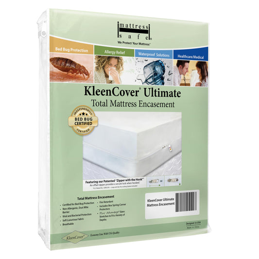 Mattress Safe® KleenCover® Ultimate Mattress Encasement- Queen, Fits 60x80 and 9-15"(D), Waterproof, Hypoallergenic, Certified Bed Bug Protection, Breathable, Protective Barrier from Stains