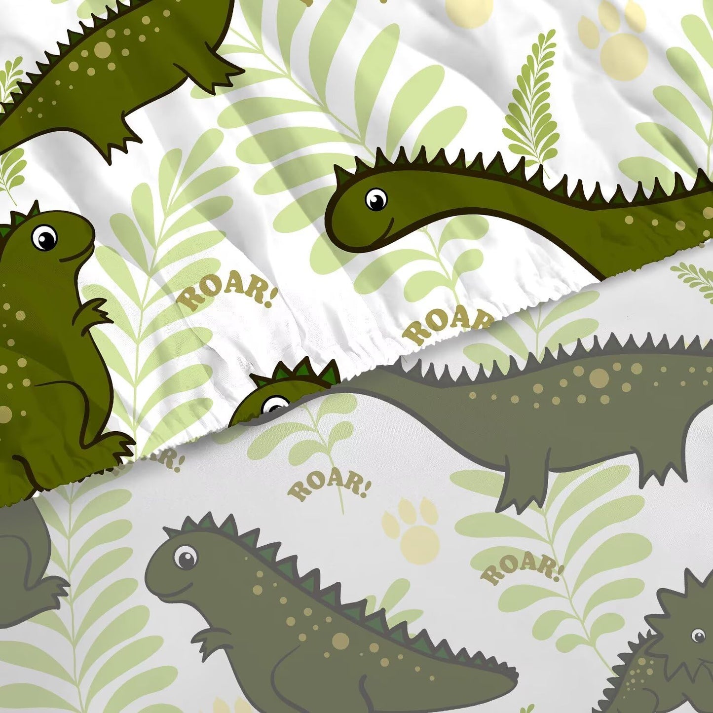 VTKON Cartoon Dinosaur Sheets Set Twin for Boys Green Kids Dino Bedding Set with Deep Pocket T-Rex Bed Set with 1 Flat Sheet 1 Fitted Sheet and 1 Pillowcase