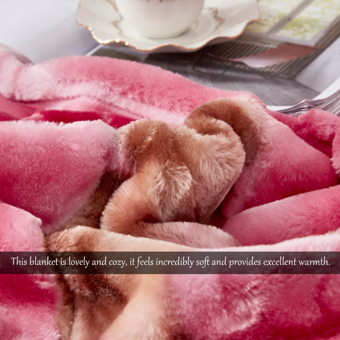 9 lbs Korean Faux Mink Fleece Blanket Queen Size 79×91 inch,2 ply Soft Warm Plush Flannel Blanket for The Cold Night.