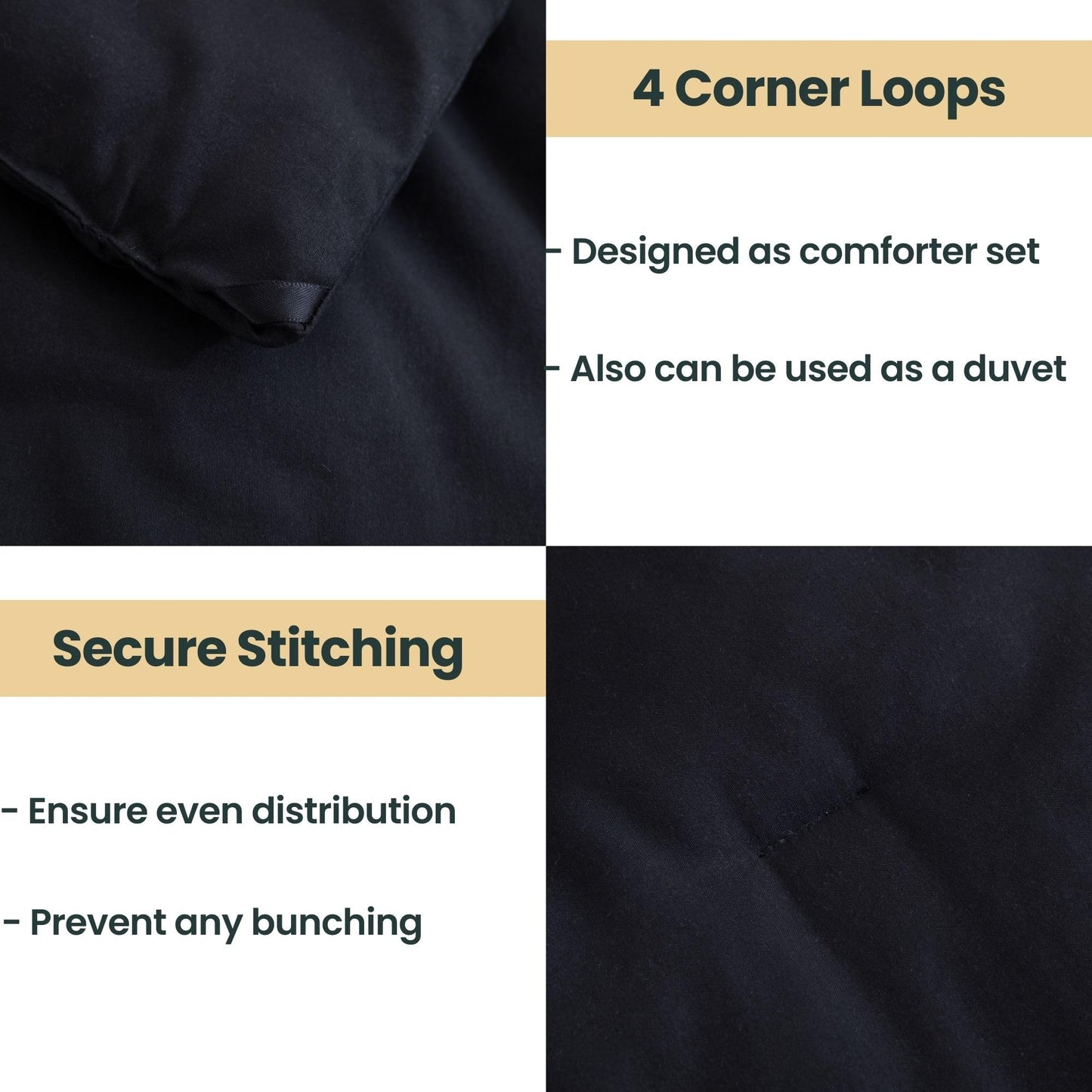 Paxrac Black Queen Comforter Set, Modern 3 Pieces Comforter Set, Lightweight & Fluffy Solid Bedding Set Queen Size, All Seasons Soft Breathable Queen Comforter Set (90x90In Comforter & 2 Pillowcases)