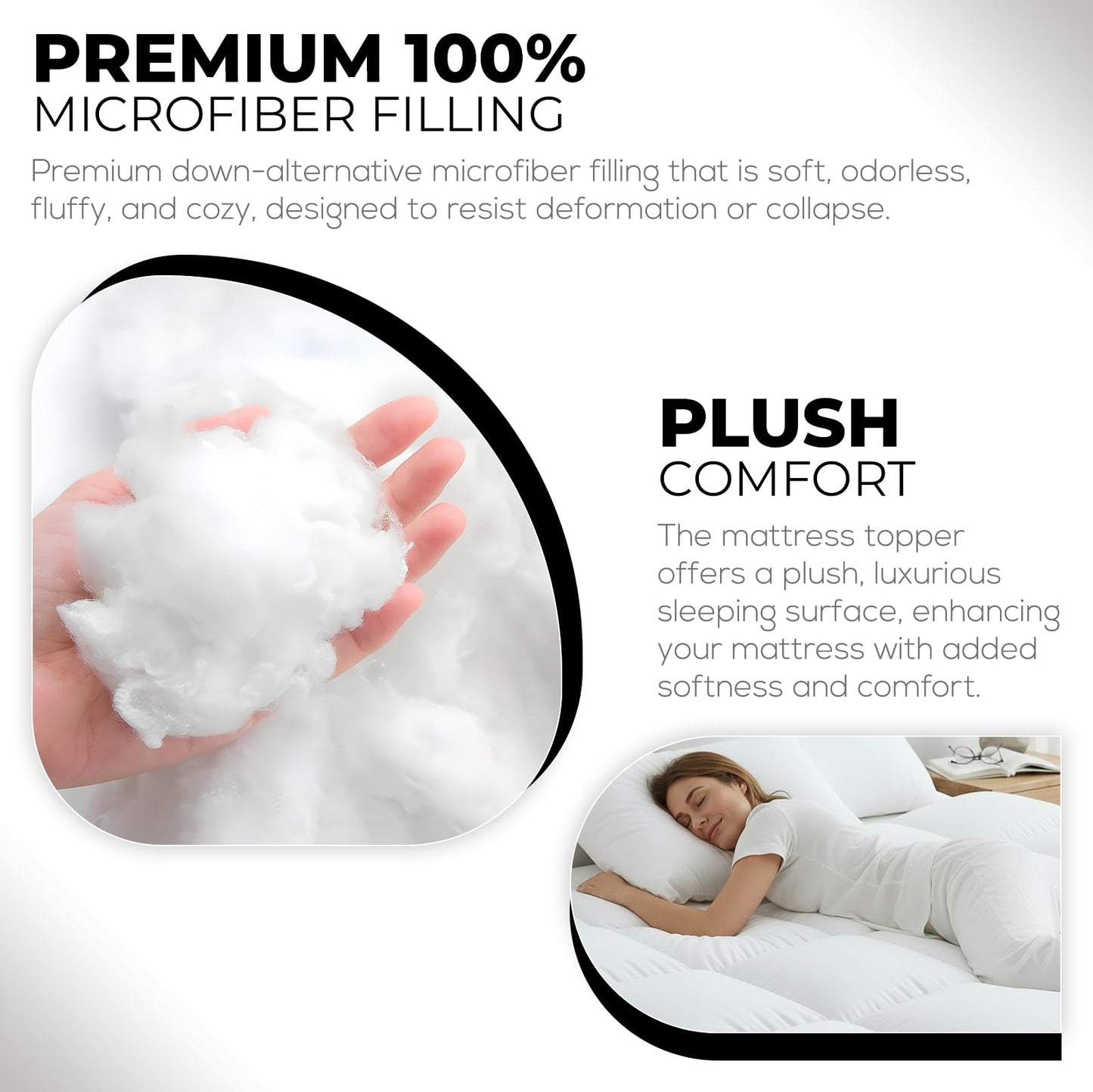 Queen Mattress Topper Cooling Pillow Top Extra Thick, Plush Mattress Pad for Back Pain Relief, Breathable Quilted Bed Topper with Deep Pocket 8–21”, Down Alternative Filling