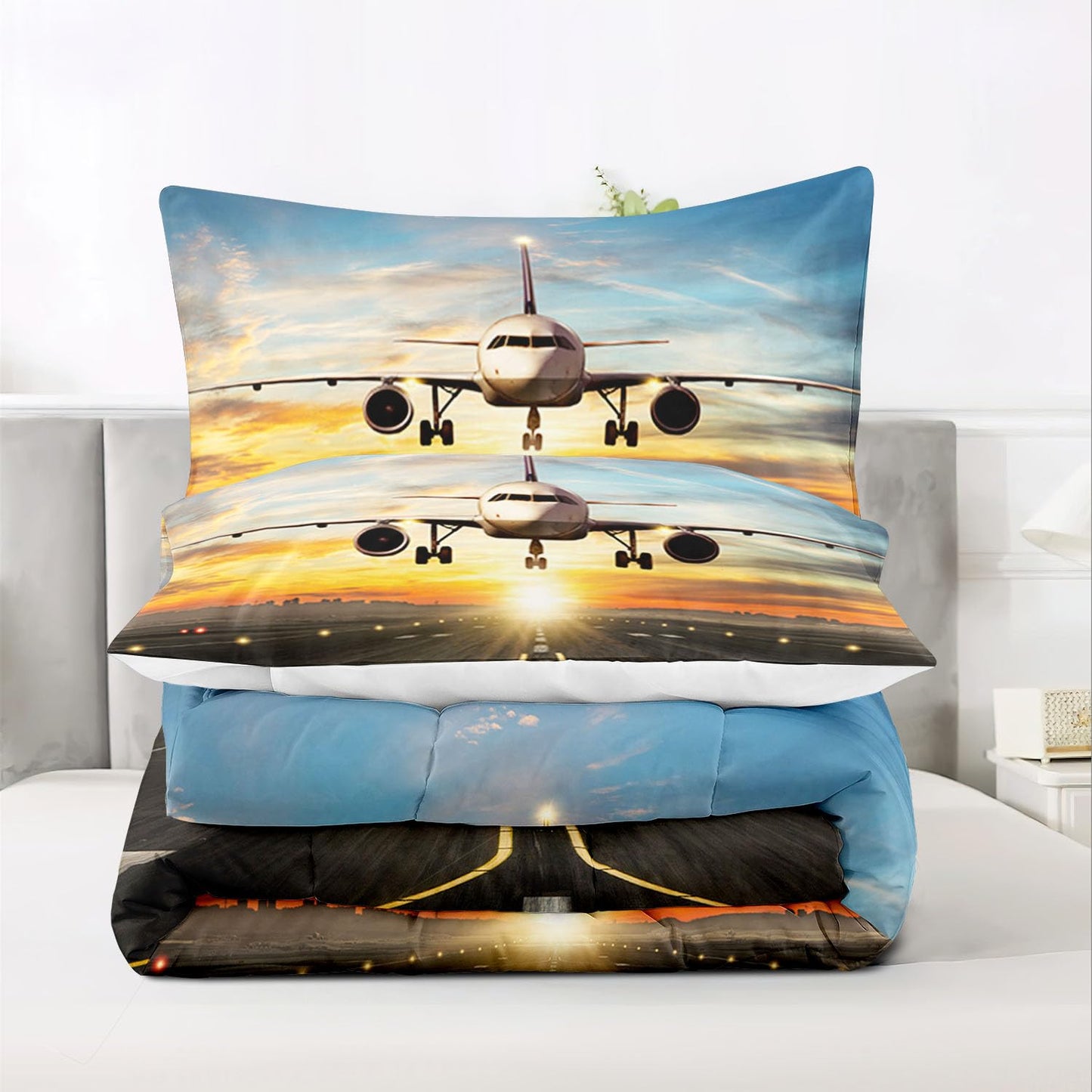 Raphus cucullatus Airplane Comforter Set - Twin Airplane Bedding Sets for Boys, Outer Space Twin Bedding Sets
