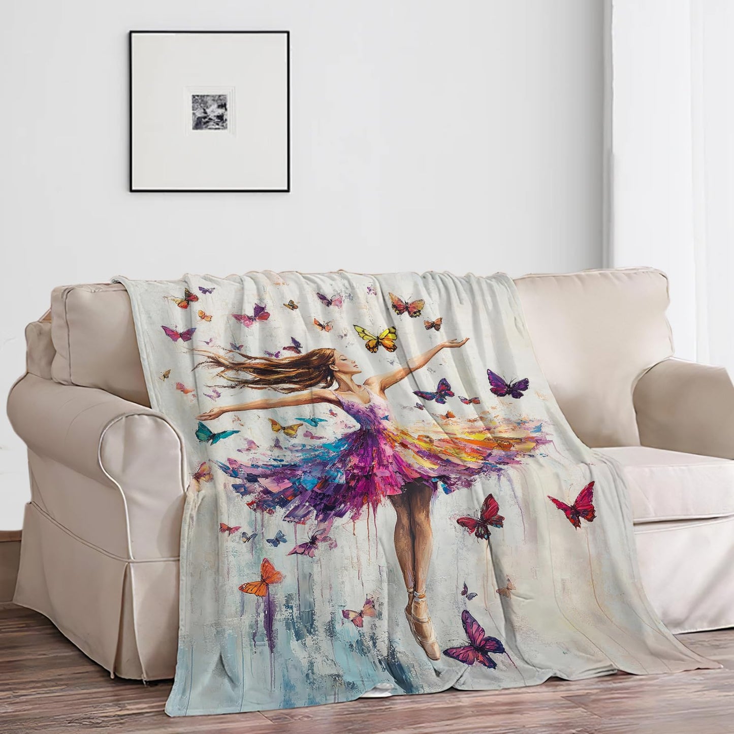 Dance Blanket, Ballet Throw Blanket, Dancer Gifts, Ballerina Blankets, Sloths Stuff Fleece Flannel Plush for Women Teachers Girls Lovers Adults Soft Bedding for Sofa Studio Office Home Decor 40"X50"
