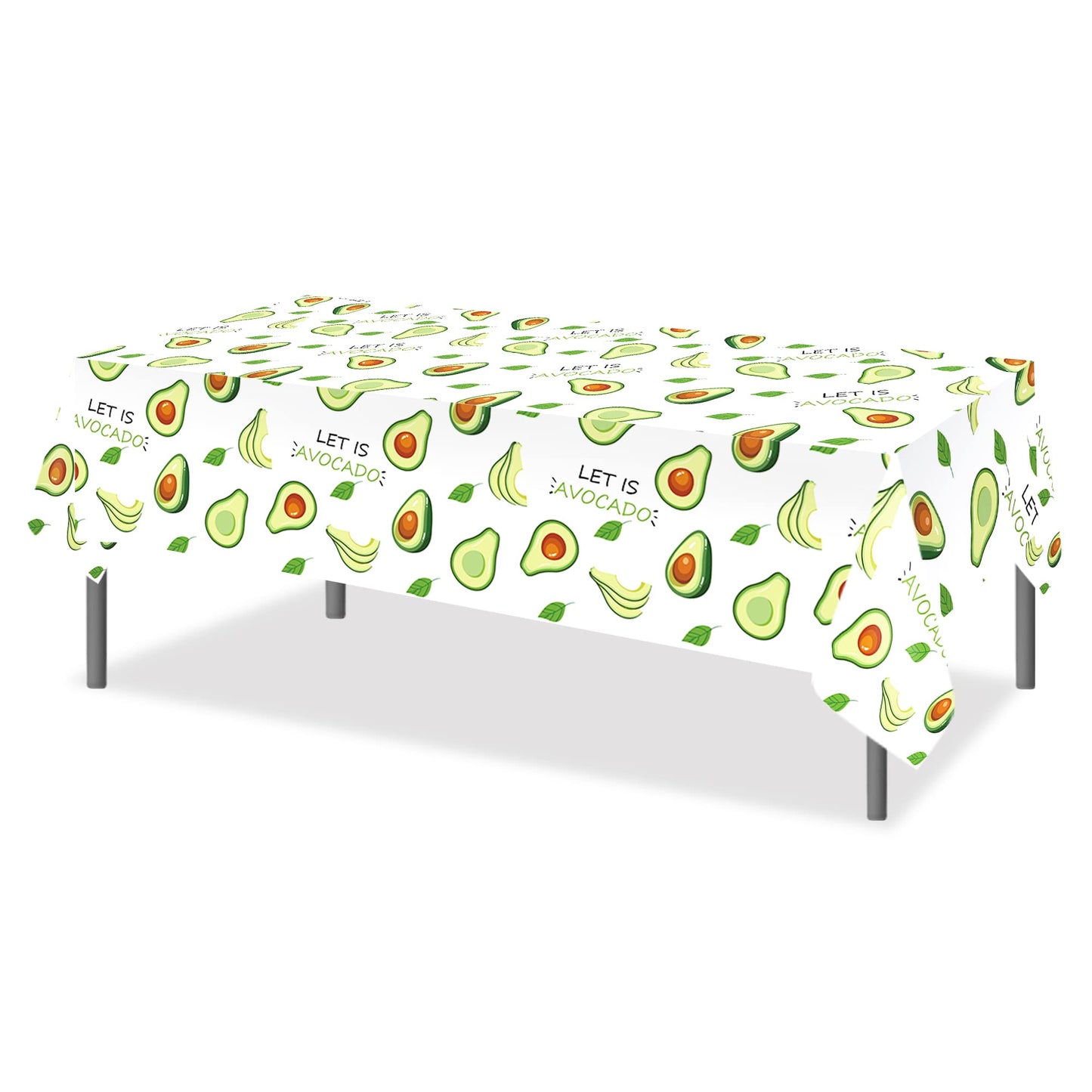 CC HOME 1Pc Avocado Party Plastic Tablecloth 54 x 87 Inch Long Rectangular Table Cover for Buffet, Fruit Birthday Party Holiday Dinner Picnic or Tablecloth for Kitchen Event Use