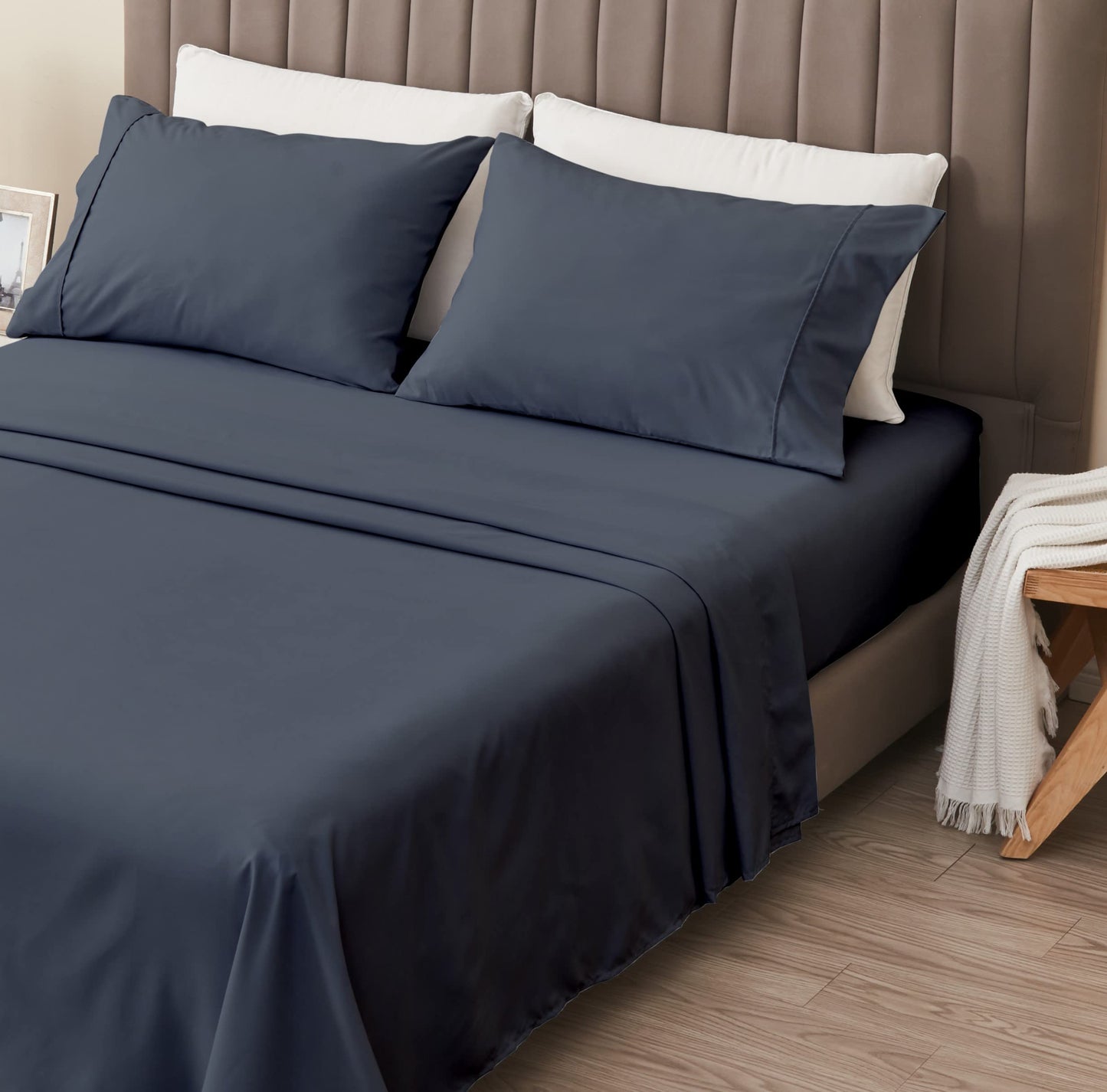 Great Bay Home 3-Piece Twin Blue Microfiber Sheet Set - Ultra-Soft, Brushed Bedding Sheets & Pillowcases - Wrinkle & Fade Resistant, All-Season Bed Sheets for Bed (Twin, Ocean)