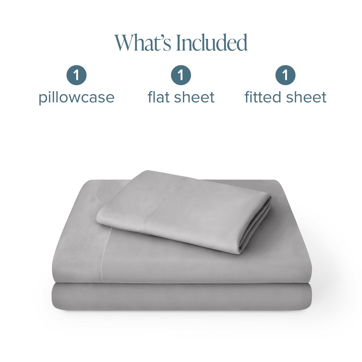 Bare Home Twin Sheet Set - Hotel Luxury - Deep Pockets - Double Brushed Microfiber for Softness - Easy Fit - 3 Piece Set - Bed Sheets with Envelope Pillowcases (Twin, Light Grey)