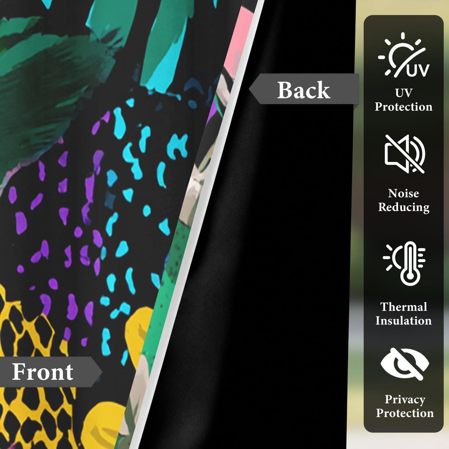 Colorful Floral Blackout Curtains for Bedroom 45 inch Long, Animal Print Patterned Curtain Thermal Insulated Room Darkening Window Drapes for Living Room 2 Panels cc76ll1Y
