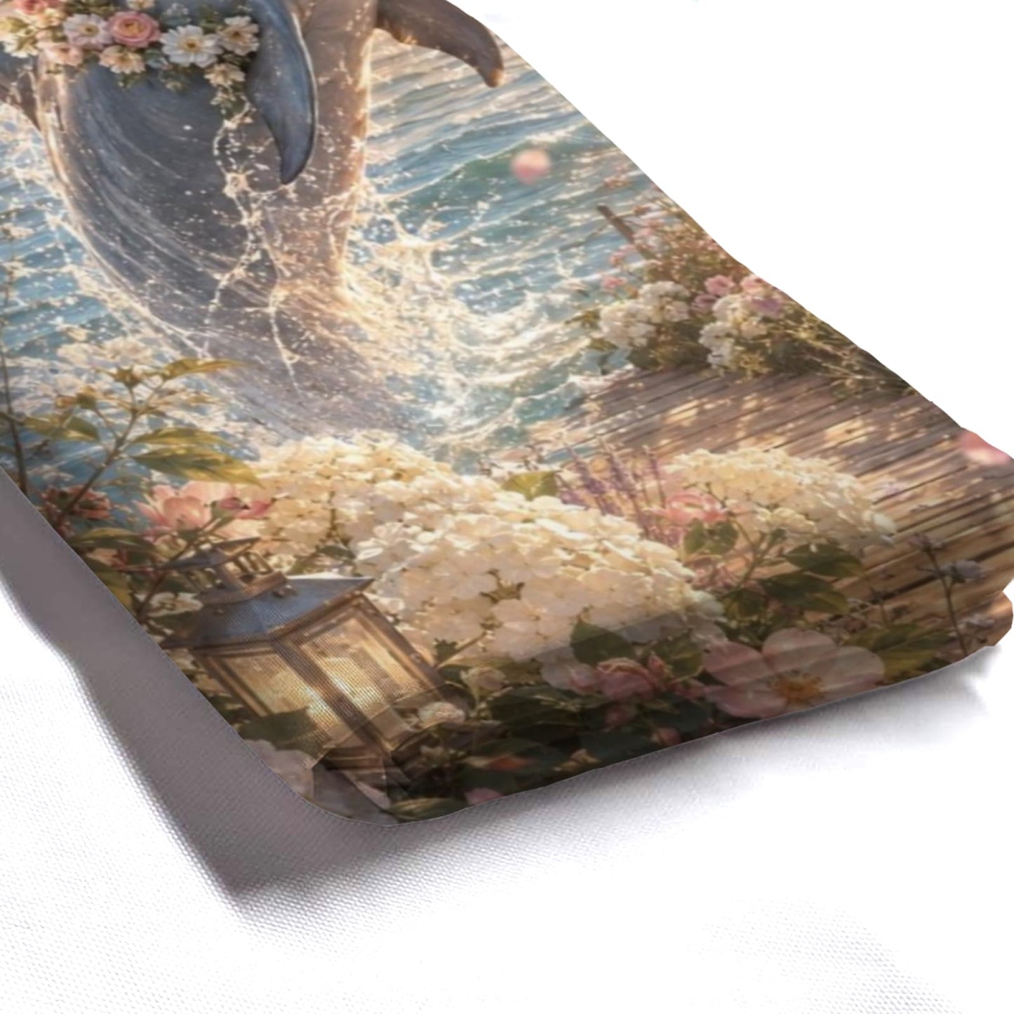REZHOCH Coastal Cute Dolphin Shower Curtain 72x72 Inch,Lighthouse Ocean Beach Bathroom Decor,with God All Things are Possible,Animal Floral Sunset Seaside Christian Bath Set