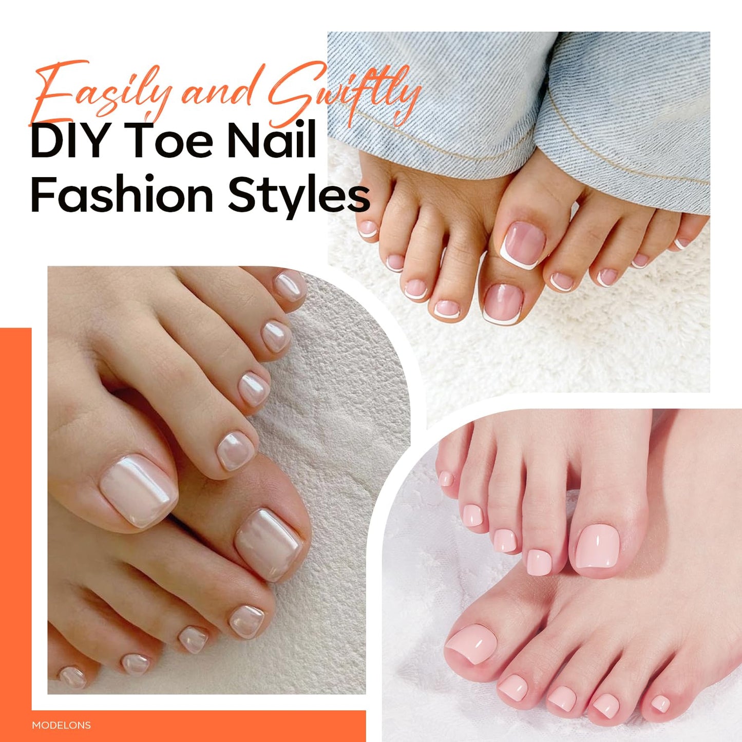 Modelones Short Square Toe Nail Tips 510Pcs 15 Sizes Press On Toenails Squoval Soft Gel Tips Full Cover Matte Fake Toe Nails Extensions Pre-Etched Toe Tips for DIY Salon Use
