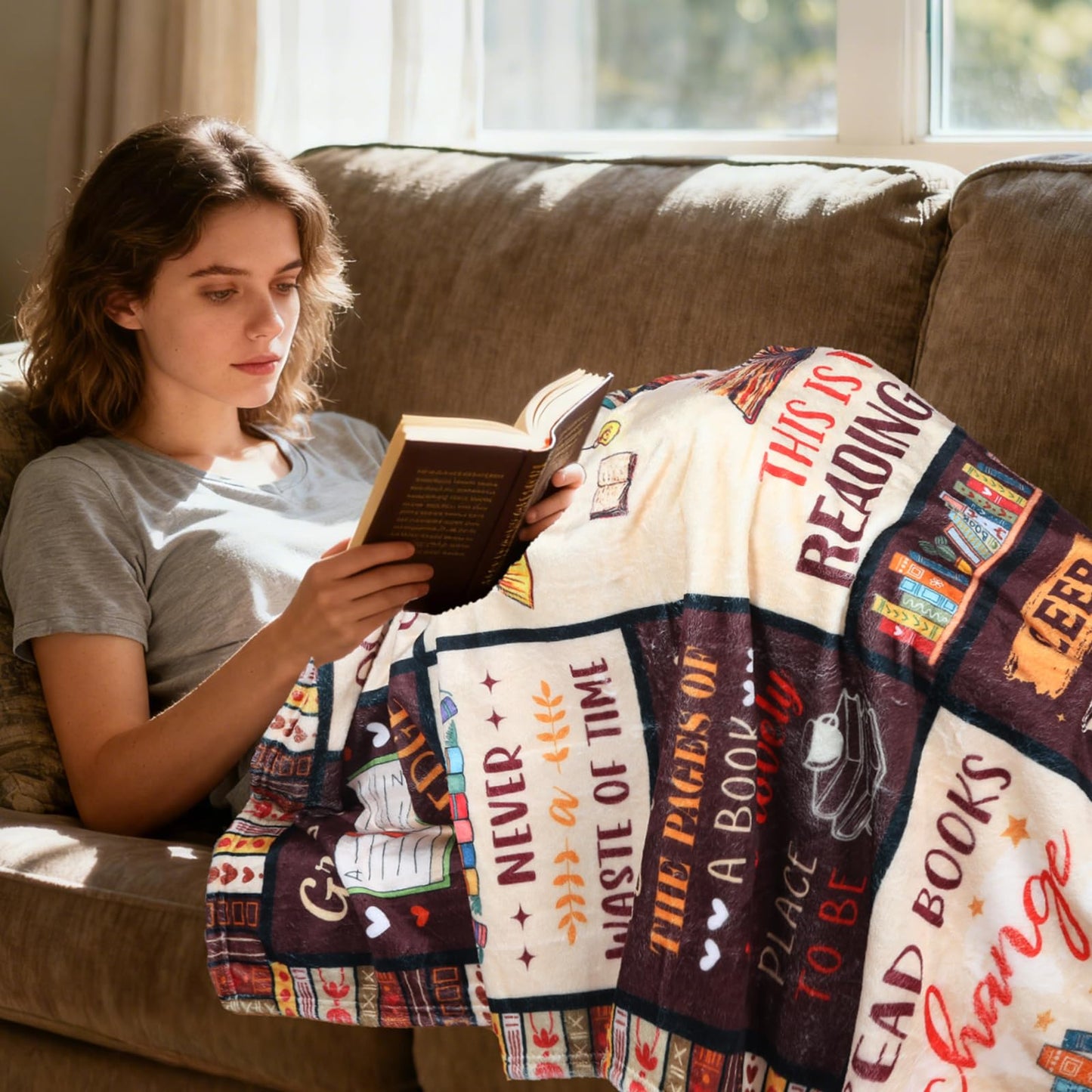 VISSTREE Book Lovers Gifts Blanket, Book Reading Throw Blanket, Librarian Bookish Books Club Gift for Women Readers Bookworms Birthday Graduation Present Ideas Soft Flannel Blankets 50'' x 60''