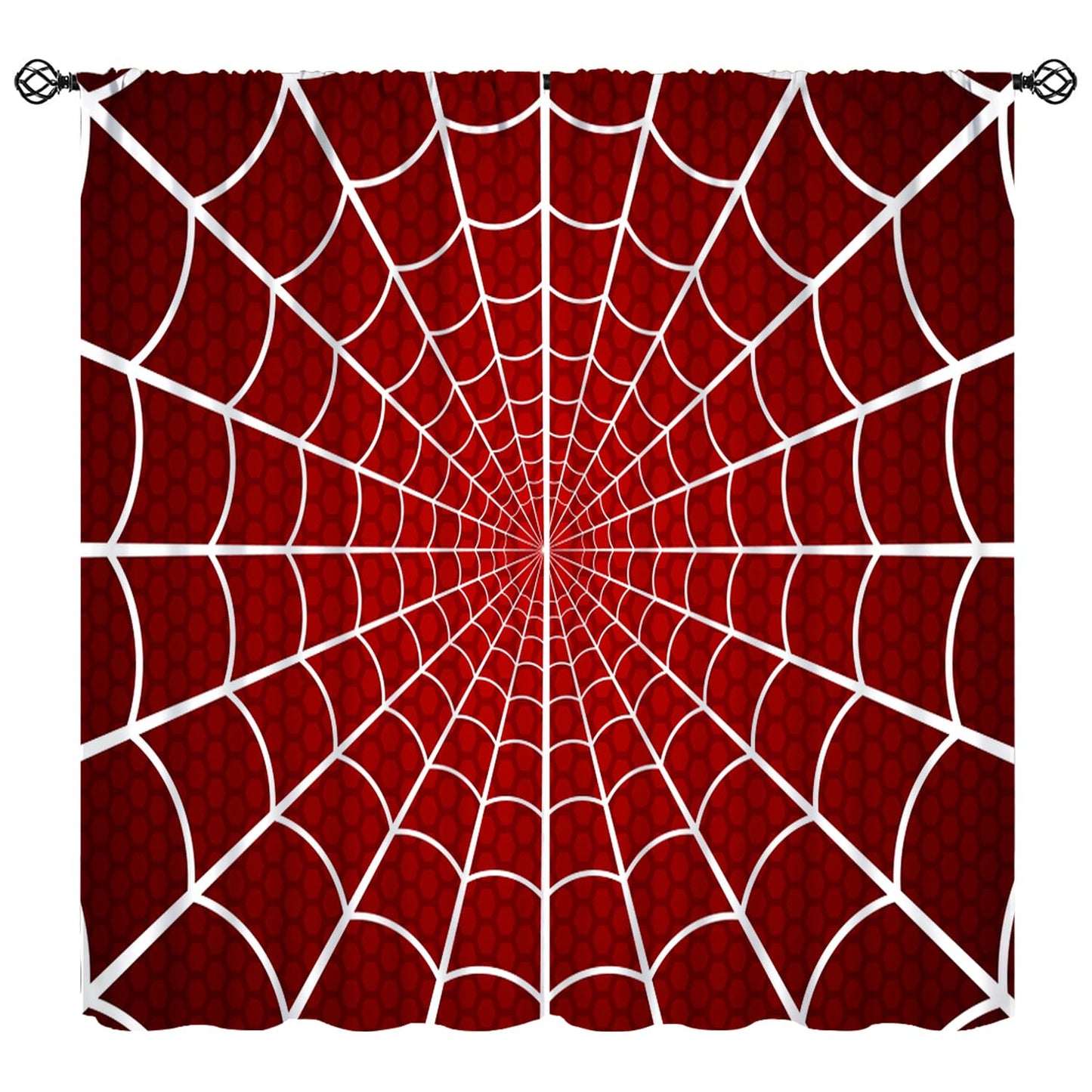 Djaby Red Spider Web Curtain, Scary Spider Web Halloween Theme Print Window Drapes for Kids Baby Nursery Room Bedroom Living Room 42" W X 45" L(No Blackout)