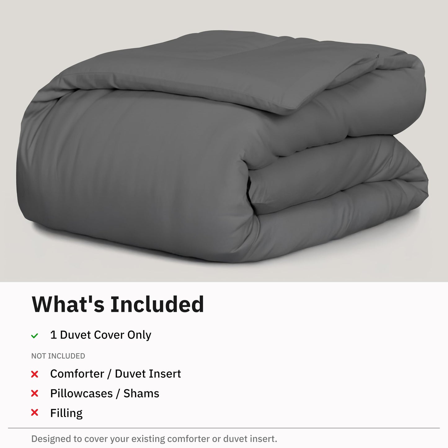 California Design Den Full/Queen 100% Cotton Duvet Cover Only - Winner Good Housekeeping Best Bedding Awards 2025, 400 Thread Count, Sateen Duvet Covers Queen, Button Closure & Corner Ties - Grey