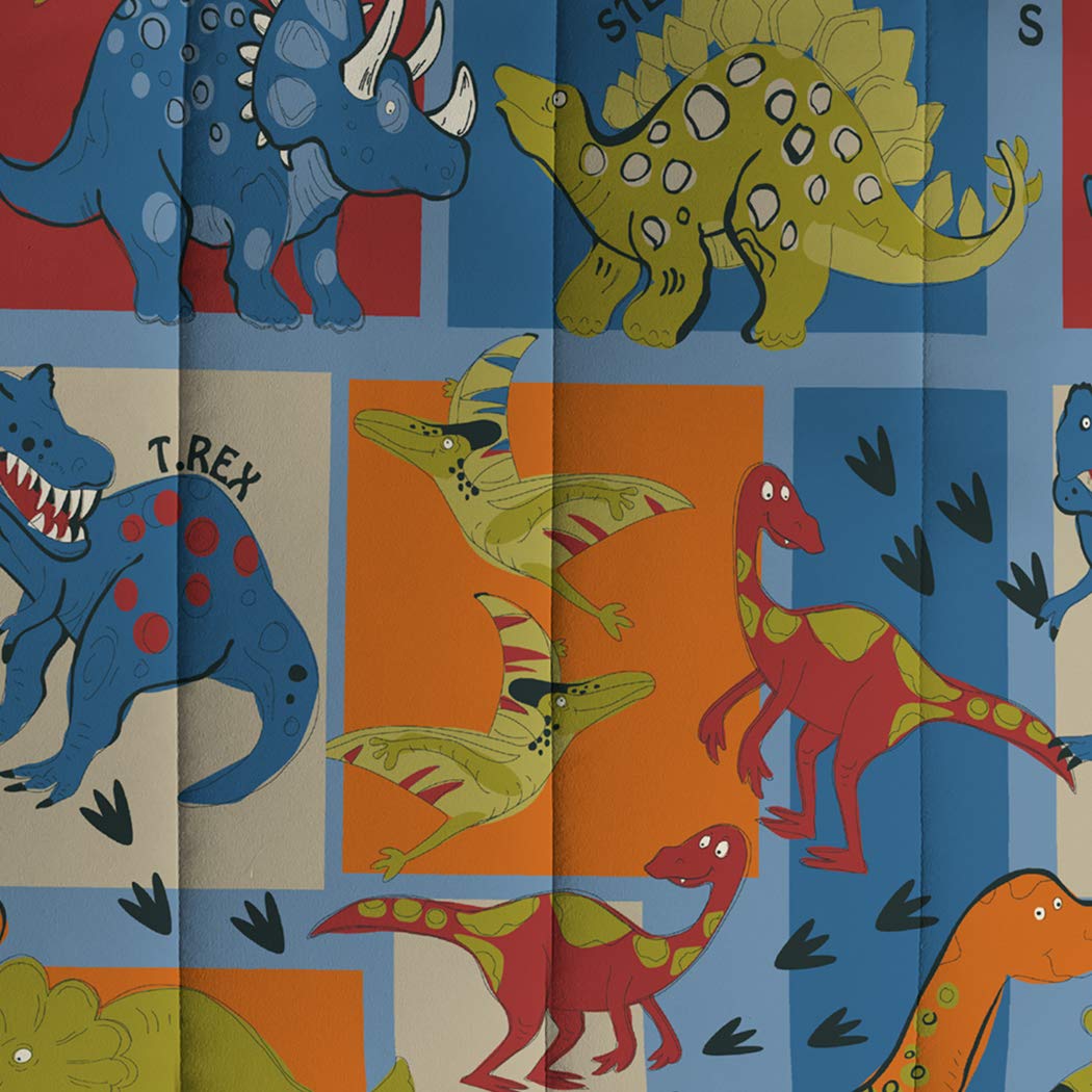 Dream Factory Dinosaur Blocks Ultra Soft Microfiber Boys Comforter Set, Blue, Twin