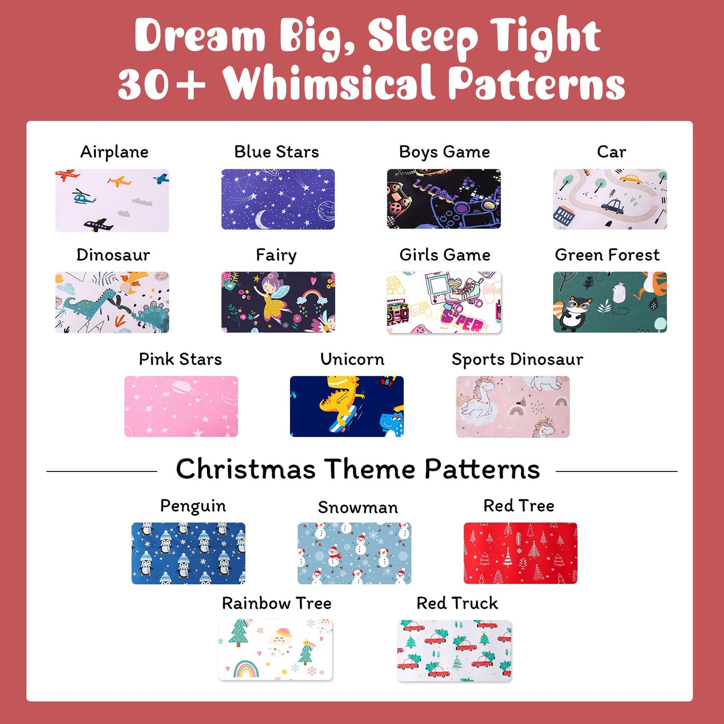JSD Red Christmas Tree Kids Sheet Set Twin Size, 3 Piece Soft Printed Microfiber Sheets Deep Pocket