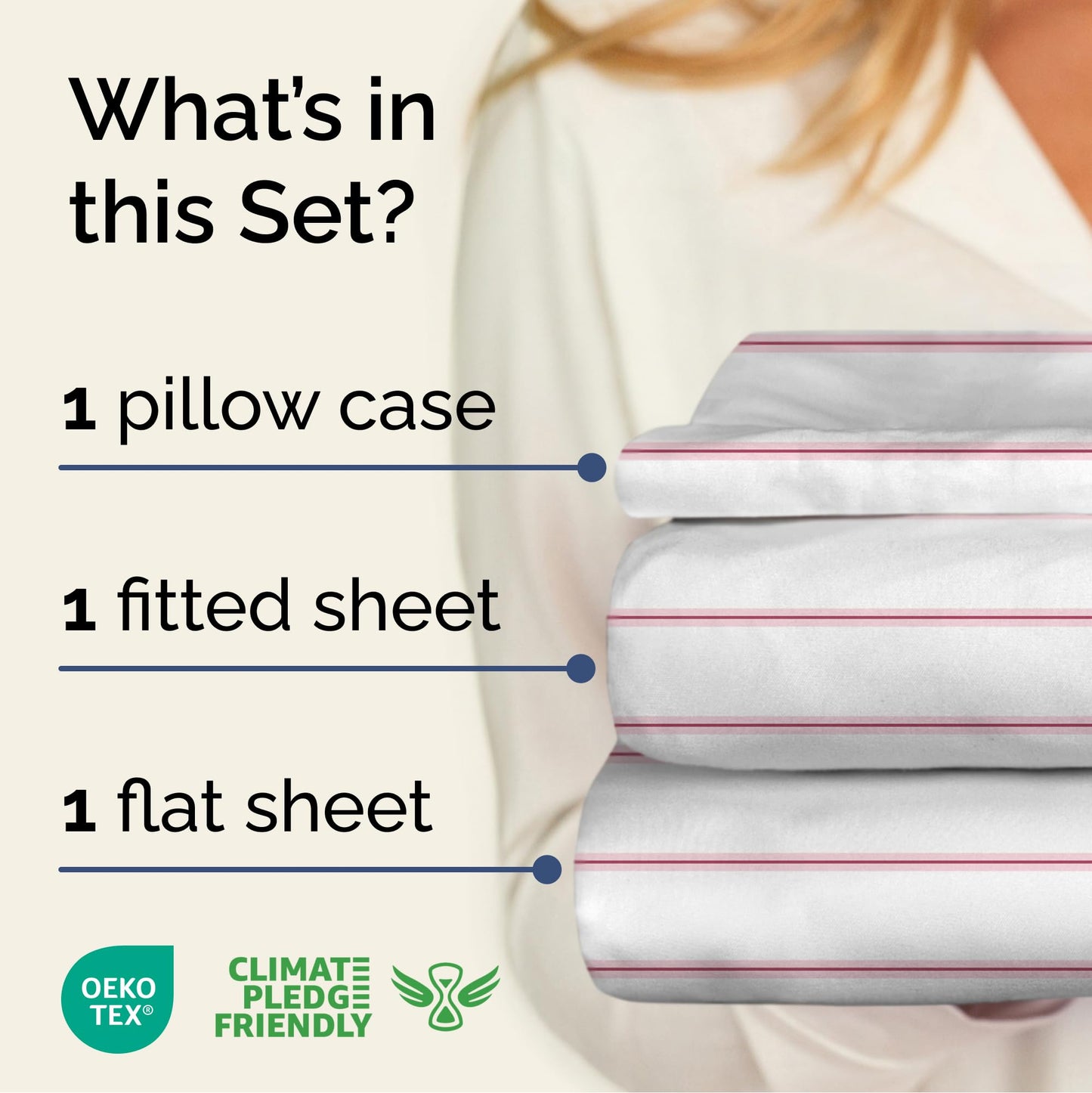 Striped Sheets - Red & White Striped Sheets - 1 Flat & 1 Fitted & 1 Pillowcase w/ Deep Pockets – Wrinkle & Fade Resistant - Soft, Breathable and Cooling – Luxury Pinstripe Bedding - Twin Size Bed Set