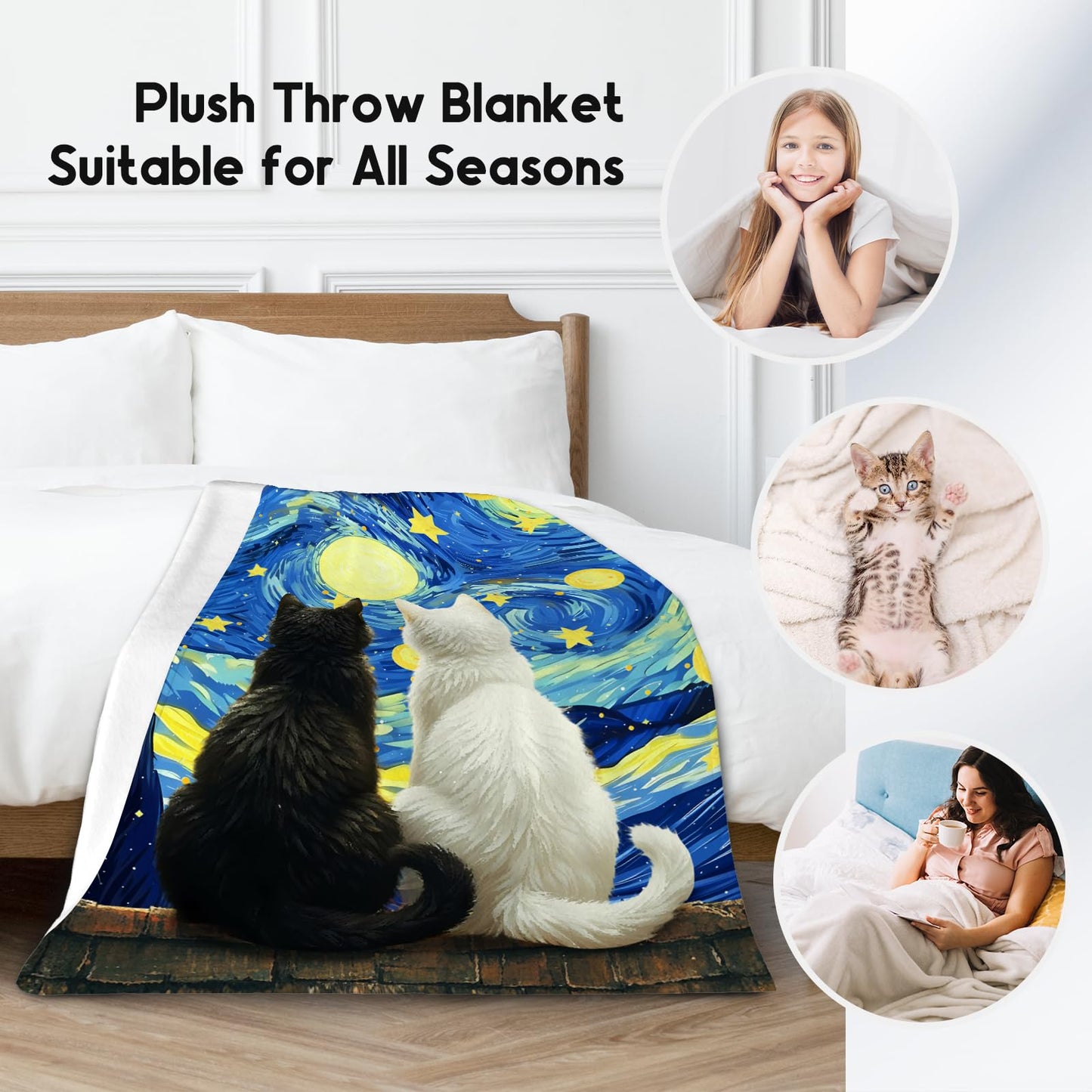 Cat Blanket for Toddler - Kids Throw with Cat - Lightweight Flannel Soft Throws Gifts for Room Decor/Sofa - 30"x40"