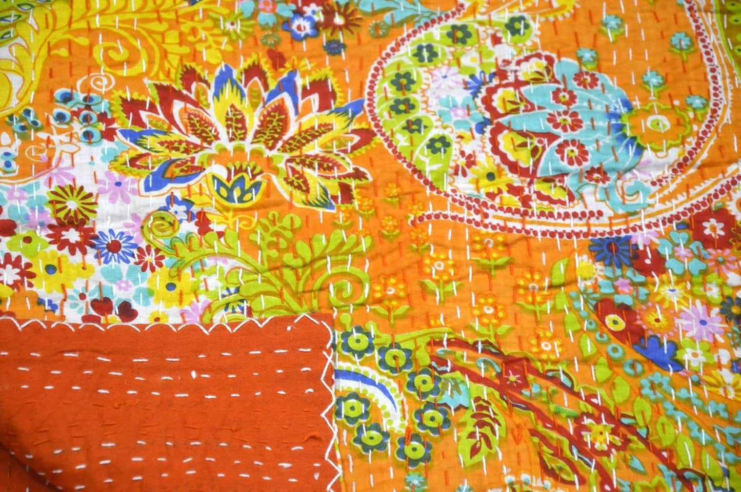 Arprani Indian Vintage Kantha Quilt Set Handmade Cotton Throw Blanket Bedspread gudari Paisley Bohemian bedspreads Boho Queen Size Quilt