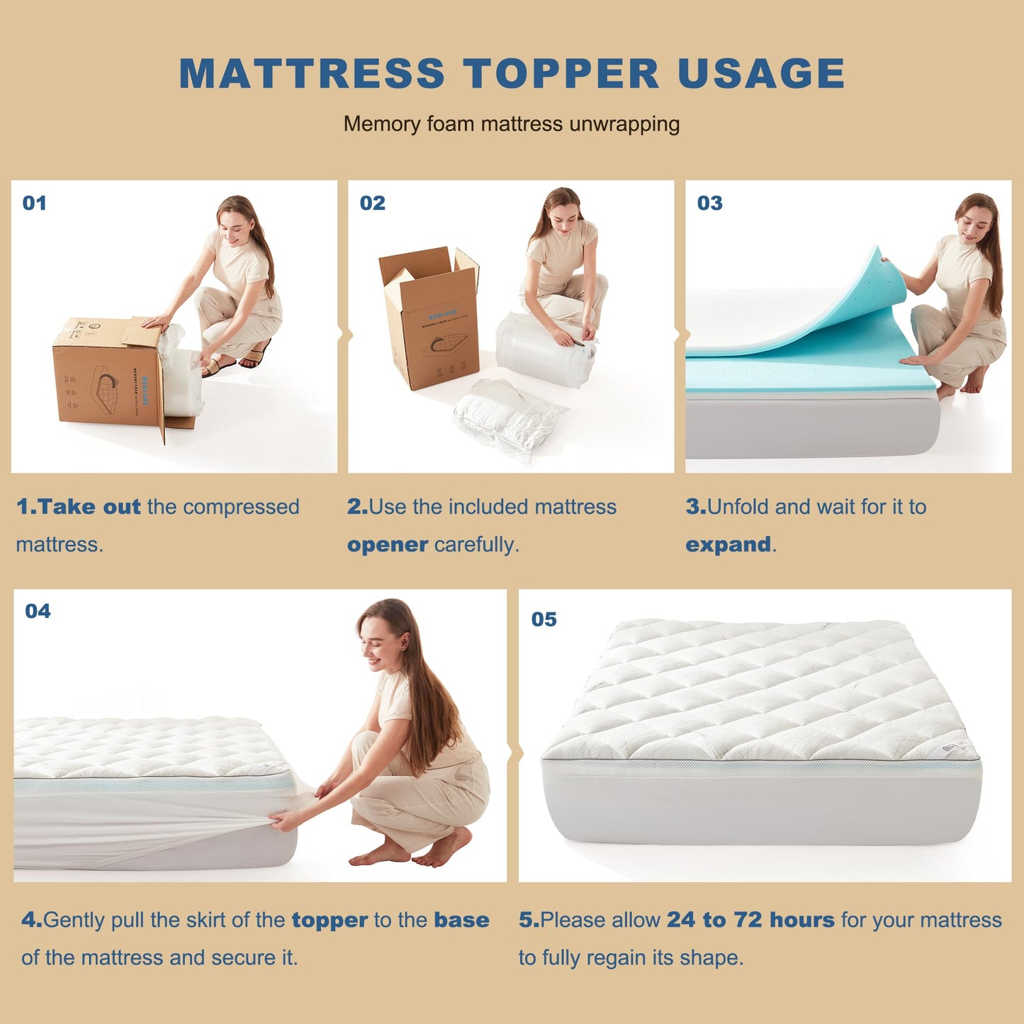 Bedlore 4-Inch Twin Mattress Topper for Back Pain - Dual Layer Medium Support (2" Gel Memory Foam + 2" Cooling Fluffy Pillow Top Pad), Breathable & Pressure Relief (Gray)