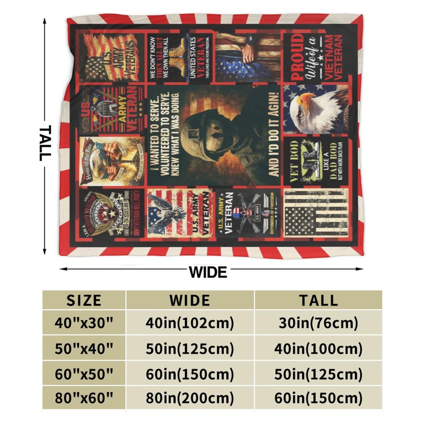 Patriotic Soldier Throw Blanket America Soldier Flannel Blankets American Army Plush Super Soft Cozy Warm Decor Gifts for Boys Girls Kids Adults Men Women 40" x 50"
