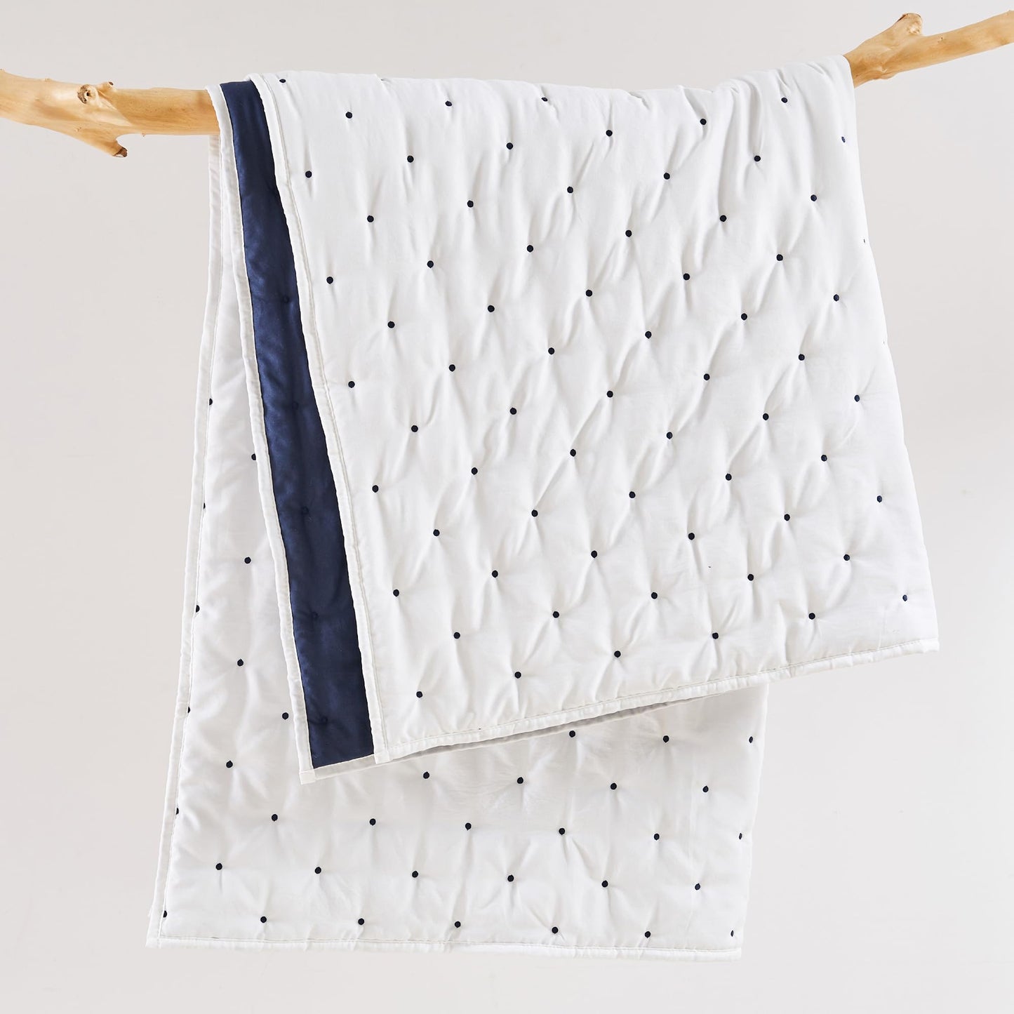 Levtex Home - Embroidered Swiss Dot - Throw - Dot - Navy and White - Quilted Throw (50x60in.) - Polyester