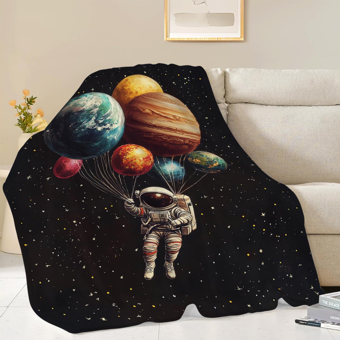 Space Blanket, Astronaut Throw Blanket, Astronaut Gifts, Galaxy Blankets, Space Stuff Fleece Flannel Plush for Men Women Girls Lovers Adults Soft Bedding for Sofa Office Home Decor 40"X50"