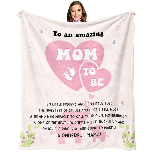 puekrtoa Mom to Be Gifts, New Mom's Gift Blanket 60"X50", First Time Mom Gift, Pregnancy Gifts for Expecting Moms, Postpartum Presents for New Moms After Birth