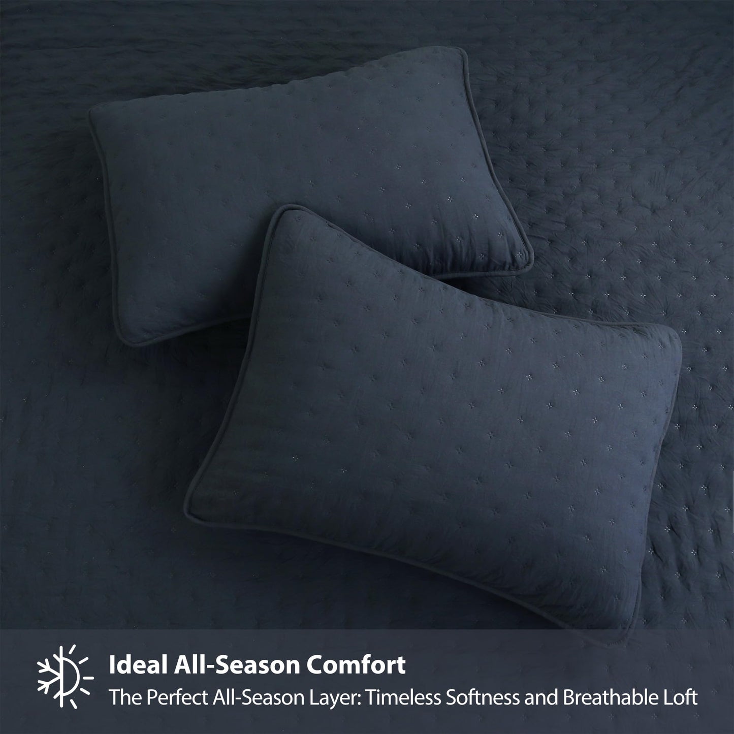 ROARINGWILD Navy Blue Twin Size Quilt Bedding Set with Pillow Sham, Lightweight Soft Bedspread Coverlet, Quilted Blanket Thin Comforter Bed Cover, All Season, 2 Piece, 68x90 inches
