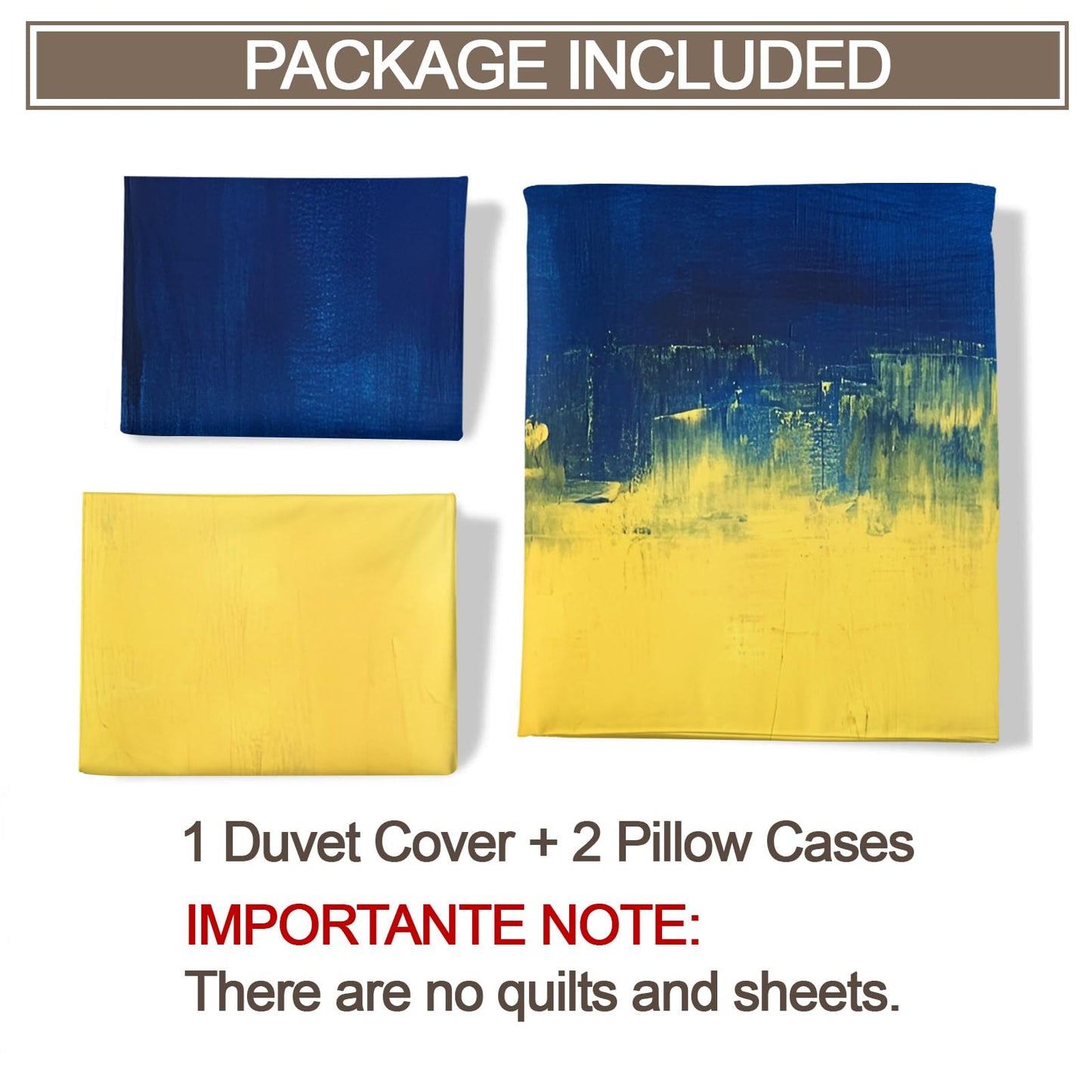 GKPLY Blue and Yellow Bedding Duvet Cover, Abstract Comforter Set with Zipper, Brushes Painting Duvet Cover Twin, 3 Pieces with 2 Pillowcases, Reversible Bedding & Bedroom Decor, Easy Care