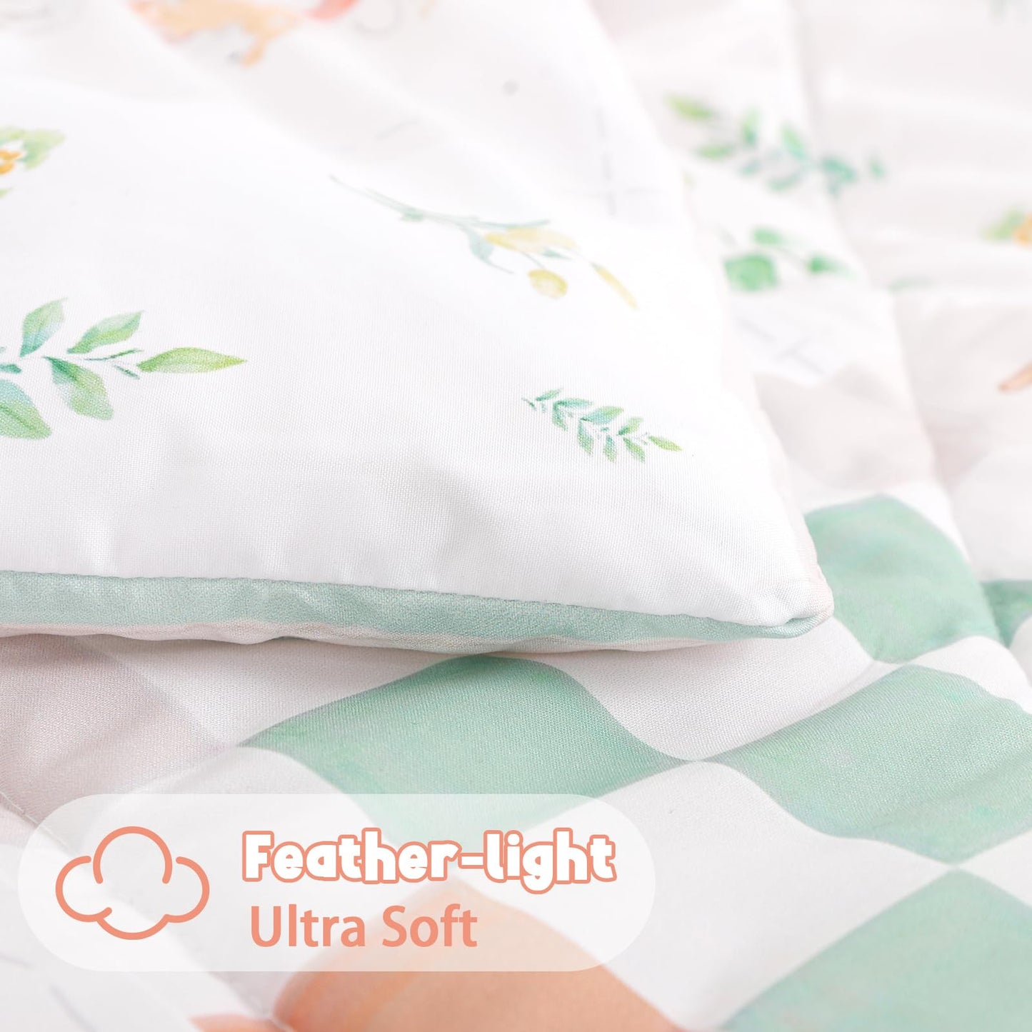 SWESEN Toddler Bedding Set for Girls, Toddler Girls Bedding Set, Soft & Lightweight 4 Piece Toddler Comforter Sets Include Comforter, Flat Sheet, Fitted Sheet, Pillowcase, Elephant
