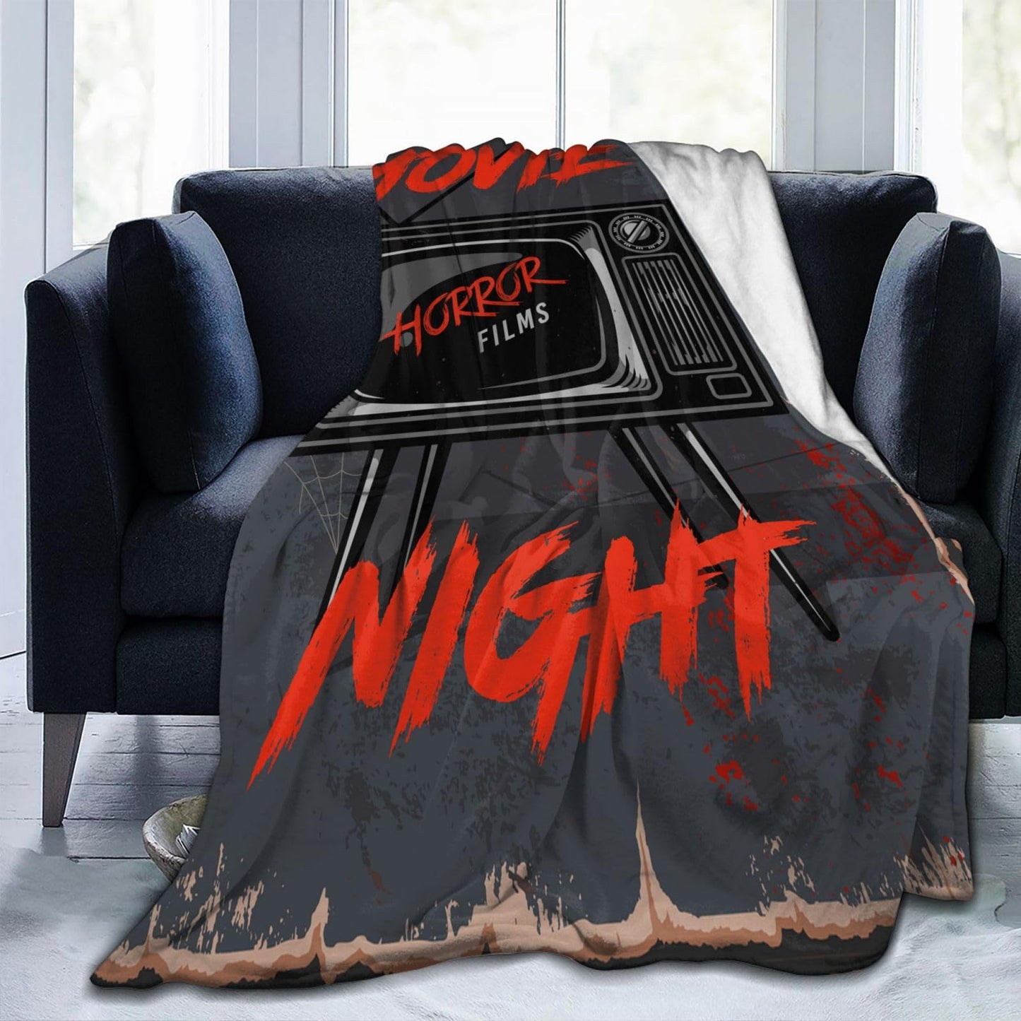 Horror Movie Blanket, Flannel Throw Blanket Soft Travel Blanket for Bed Couch Sofa Indoor Outdoor Use Gift for Women Men Girls Boys All Season 60"x50"
