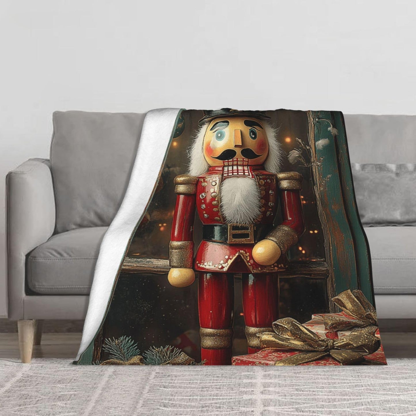 Cafemira Christmas Soldier,Adults Soft Flannel Blanket,Gift Fleece Blankets,60x50 Inch,All Season,Lightweight Durability,Couch Knee Throw,for Sofa,Bed,Camping,Office nap,Practical Decor.