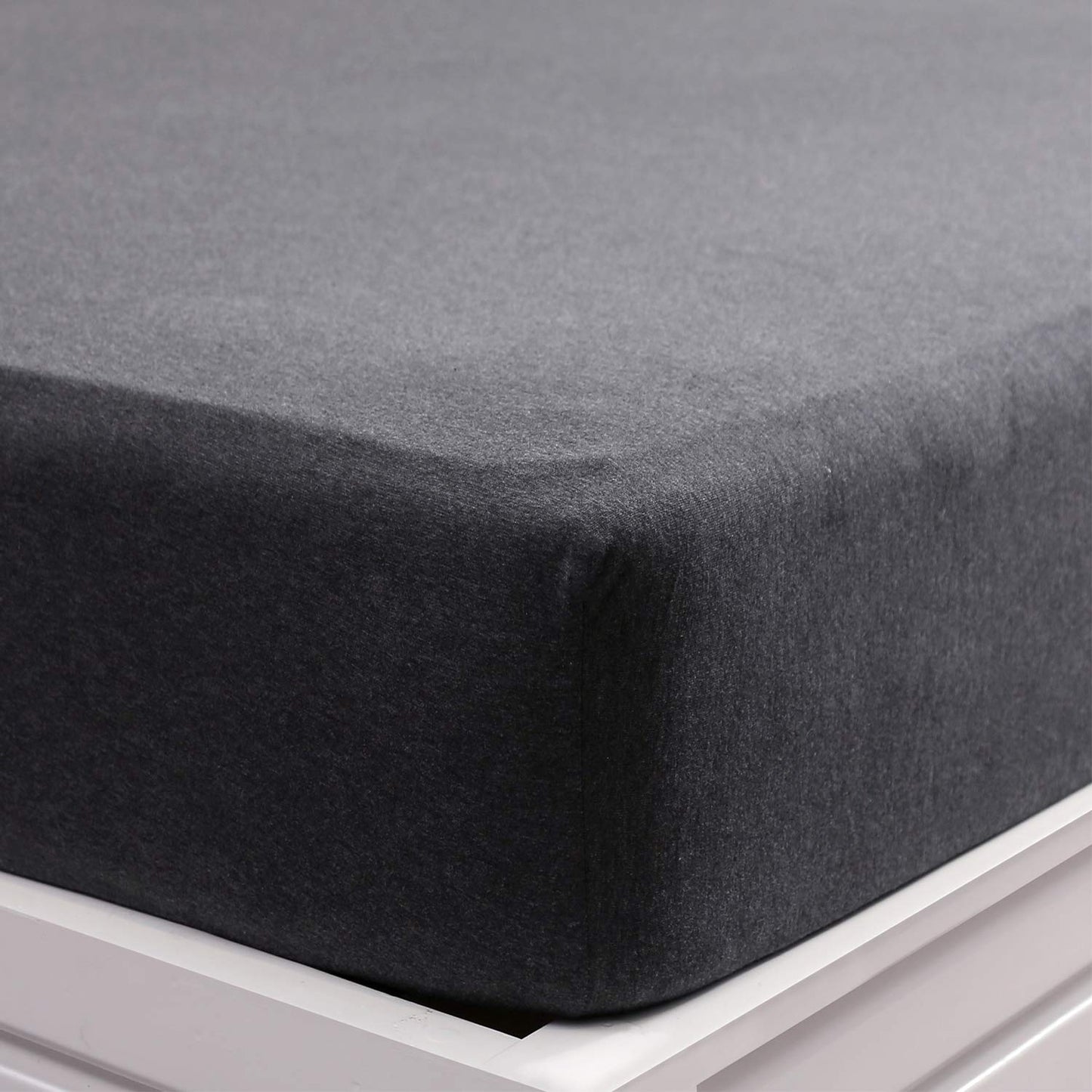 PURE ERA Jersey Knit Cotton Fitted Bottom Sheet ONLY (No Flat Sheet or Shams) Deep Pocket Up to 15" to 20" Ultra Soft Comfy Breathable Charcoal Grey Queen
