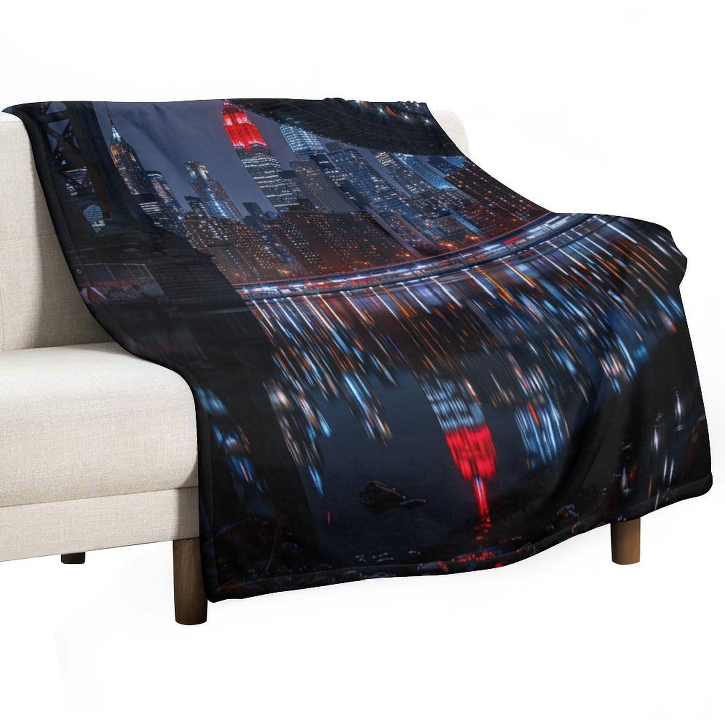 TOWINSFB Fantasy Night Cityscape Flannel Throw Blanket, Soft Lightweight Cozy Warm Neon Light Skyscraper Blanket for Couch Bed Travel- 30"x40"