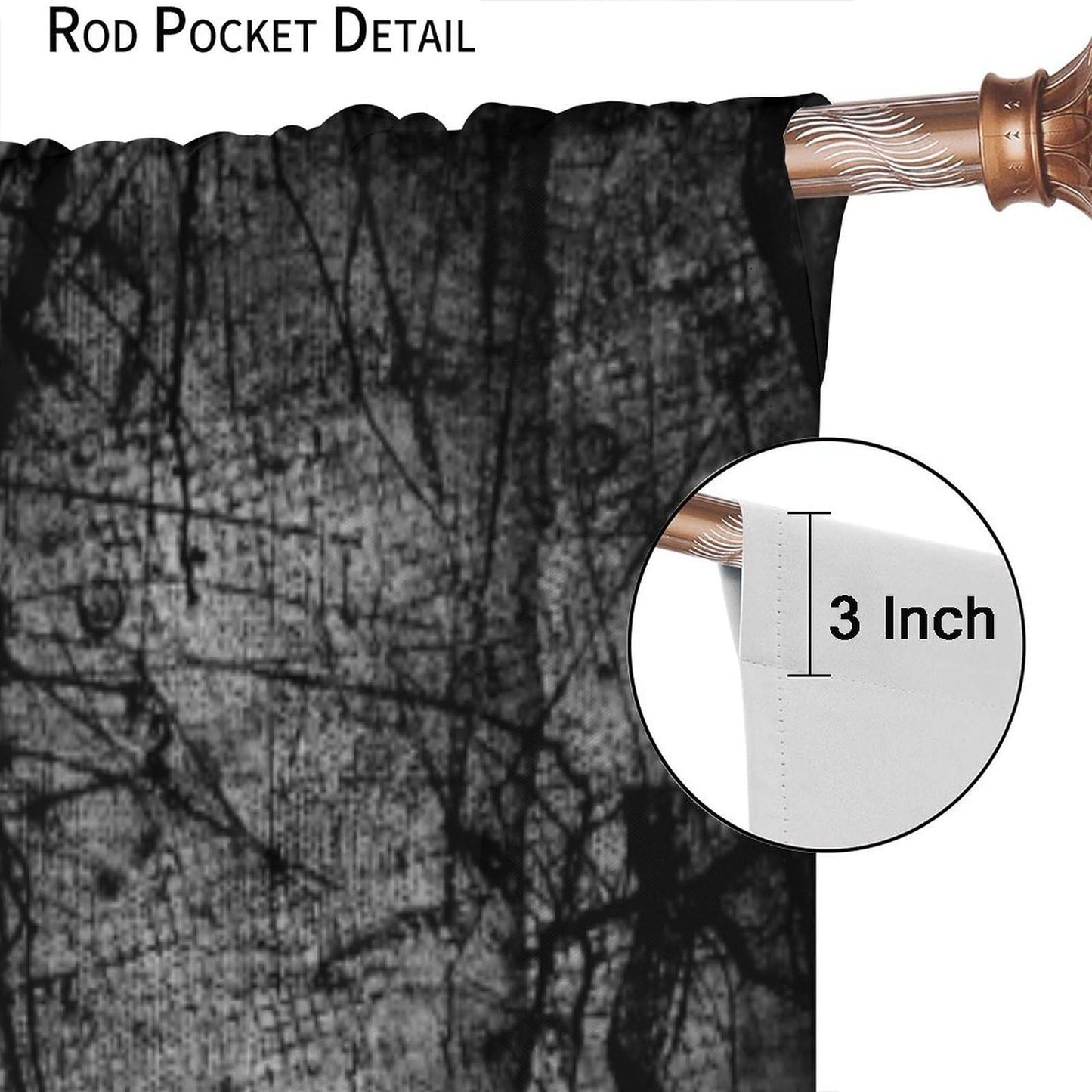 Gothic Crow Curtains,Abstract Black Birds Raven Dark Halloween Window Treatments for Bedroom Living Room Kitchen Window Drapes 2 Panel Set,Total Size 42 x 45 Inch