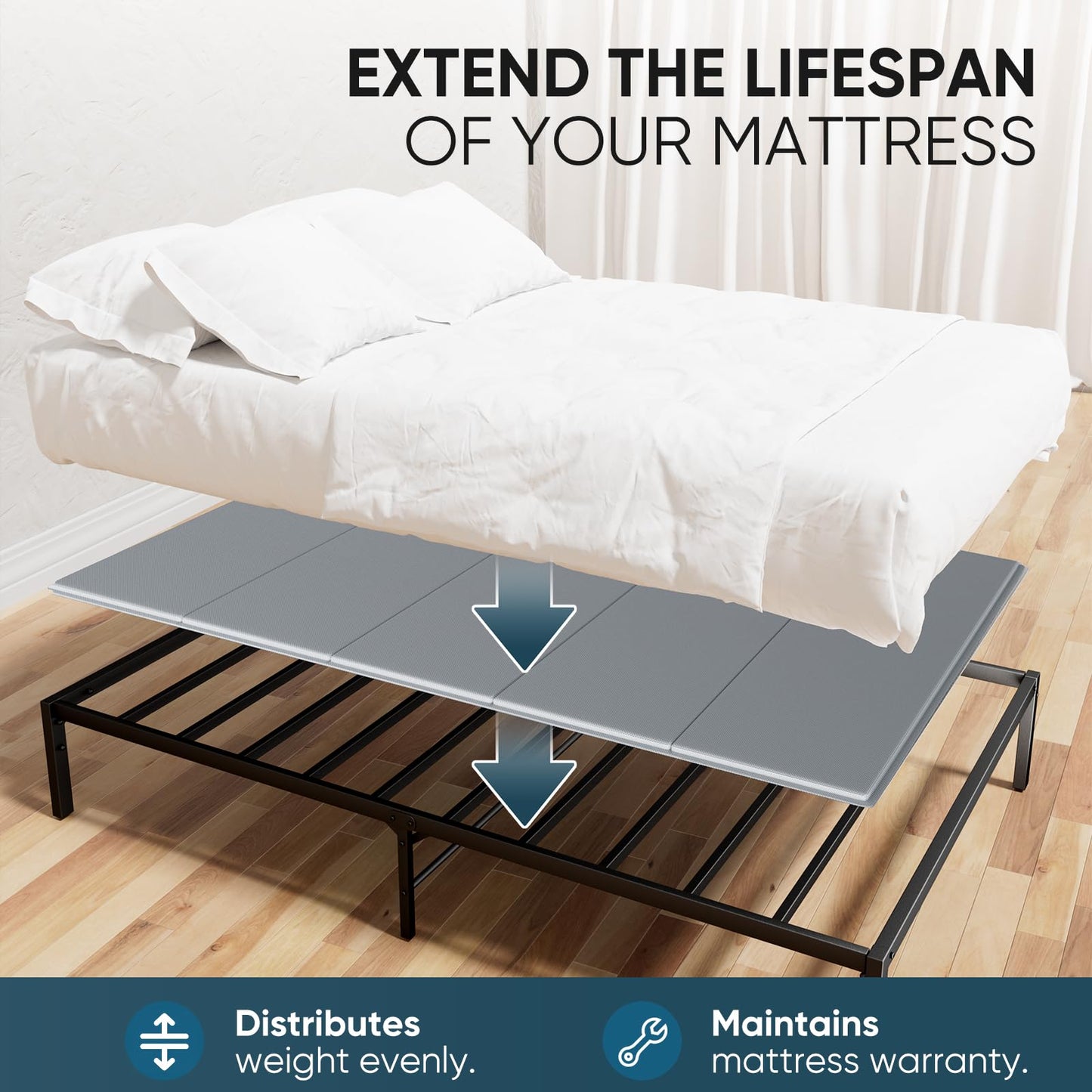 JASMINELOVER Bunkie Board Twin Size 38"x75" Bed Boards for Under Mattress - Heavy Duty Reinforced Wood Support Board with Anti-Sag Design, Fits Metal Frames/Platform Beds/Sleeper Sofas
