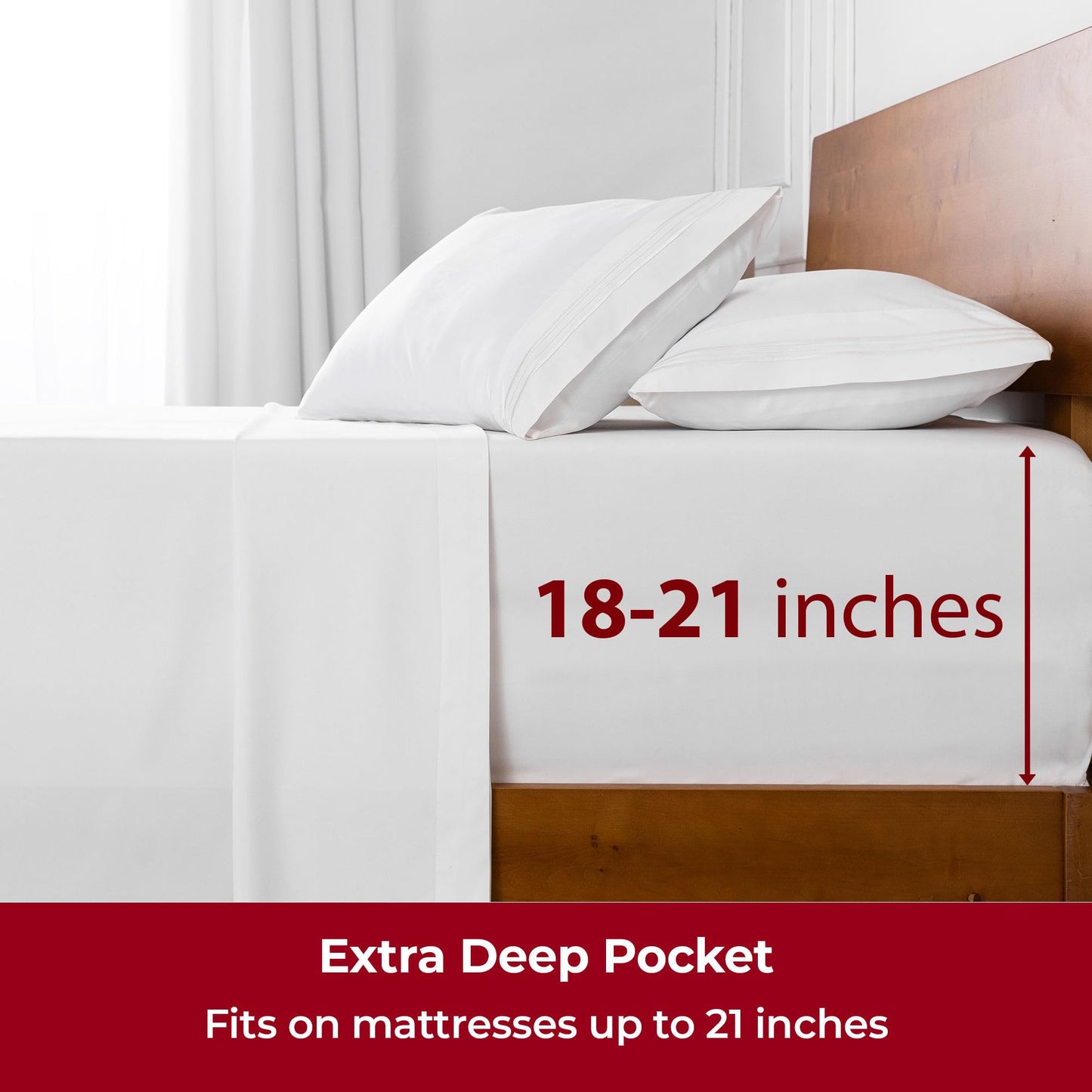 Mellanni Extra Deep Full Sheets - 4 PC Iconic Collection Bedding - Hotel Luxury, Ultra Soft, Cooling Bed Sheets - Wrinkle, Fade, Stain Resistant (Full, White)