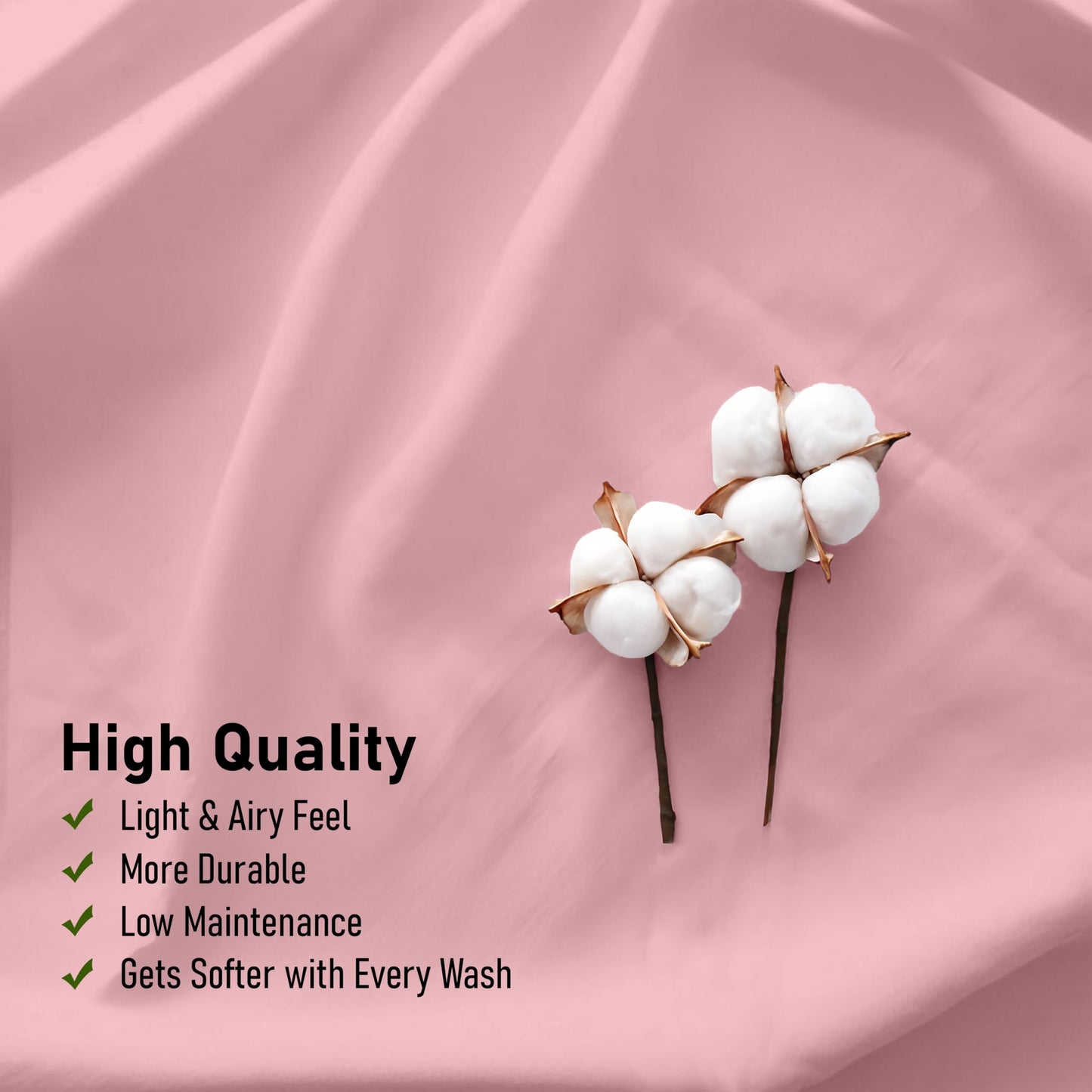RUVANTI 100% Cotton Percale Sheets Queen Size, Bridal Rose