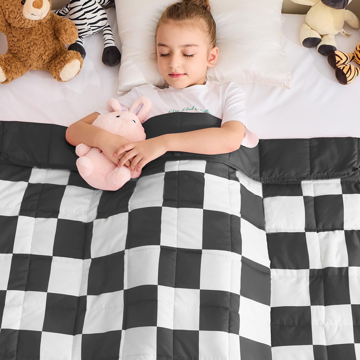 yescool Black Checkered Weighted Blanket 10 Pounds Plaid Weighted Throw Blanket, Twin Heavy Blanket, Tartan Bed Blanket Gifts for 80-110lbs, 40"x60"