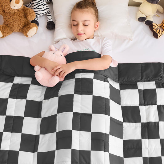 yescool Black Checkered Weighted Blanket 10 Pounds Plaid Weighted Throw Blanket, Twin Heavy Blanket, Tartan Bed Blanket Gifts for 80-110lbs, 40"x60"