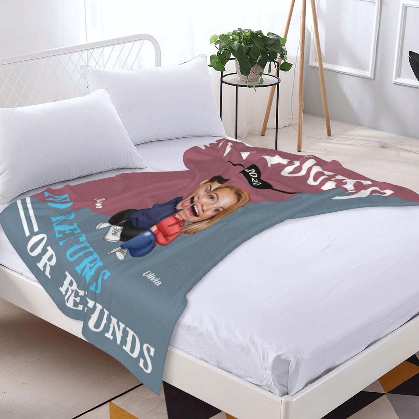 BHSHOH Personalized Couple Portrait Blanket for Girlfriend Boyfriend Love Custom Anniversary Blanket Gifts for Husband Wife Wedding Valentine’s Day Gifts Man Woman Throw (06)