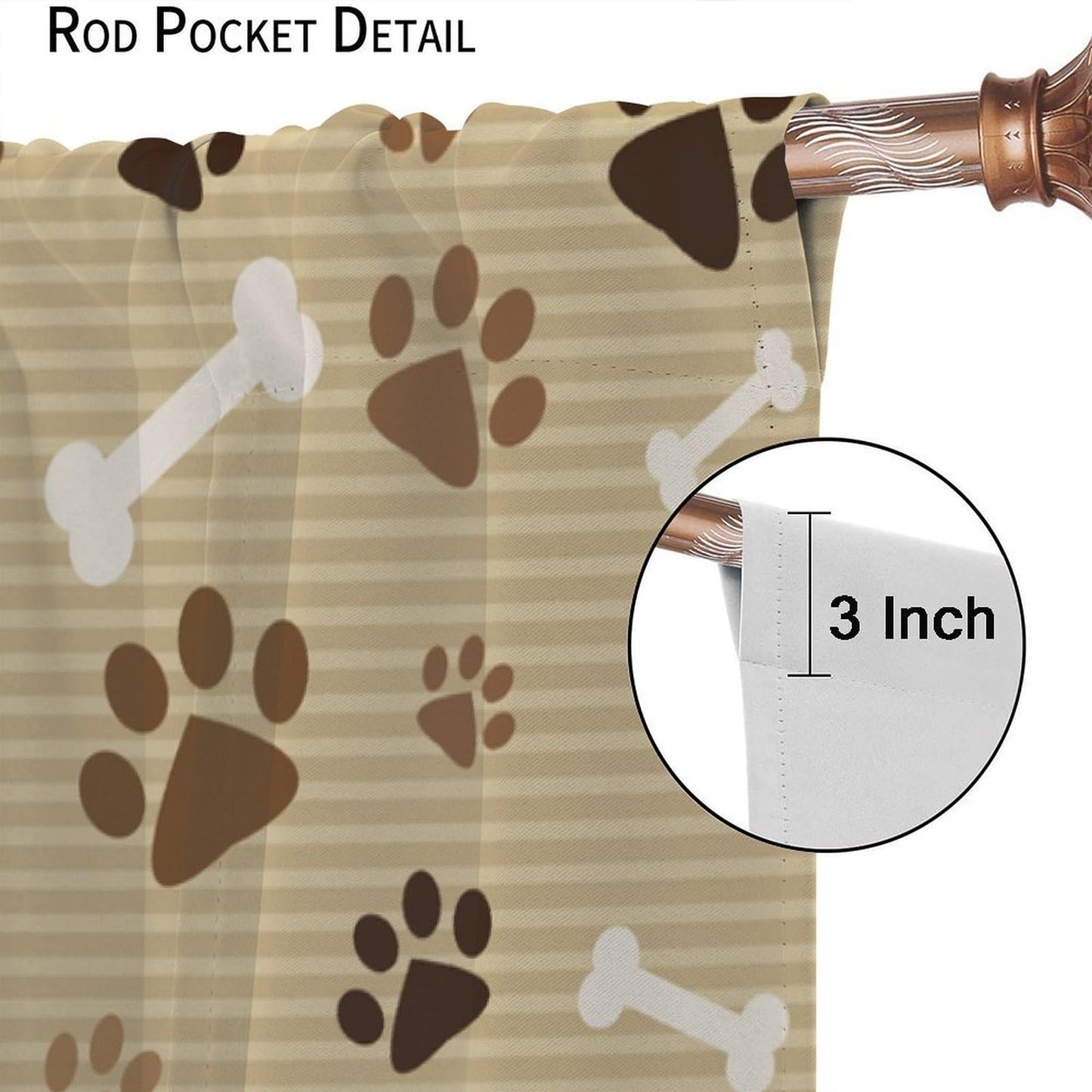Dog Paw Print Curtains,Cute Animal Paw Print Window Treatments for Kids Boys Girls Bedroom Living Room Décor Drapes 2 Panel Sets Total Size 42" x 45" Brown