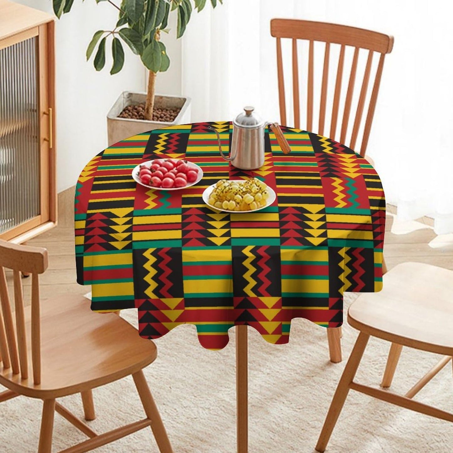 African Tablecloth,Juneteenth Kwanzaa African American Party Table Cloth for Dining Kitchen Decor Round 36x36in