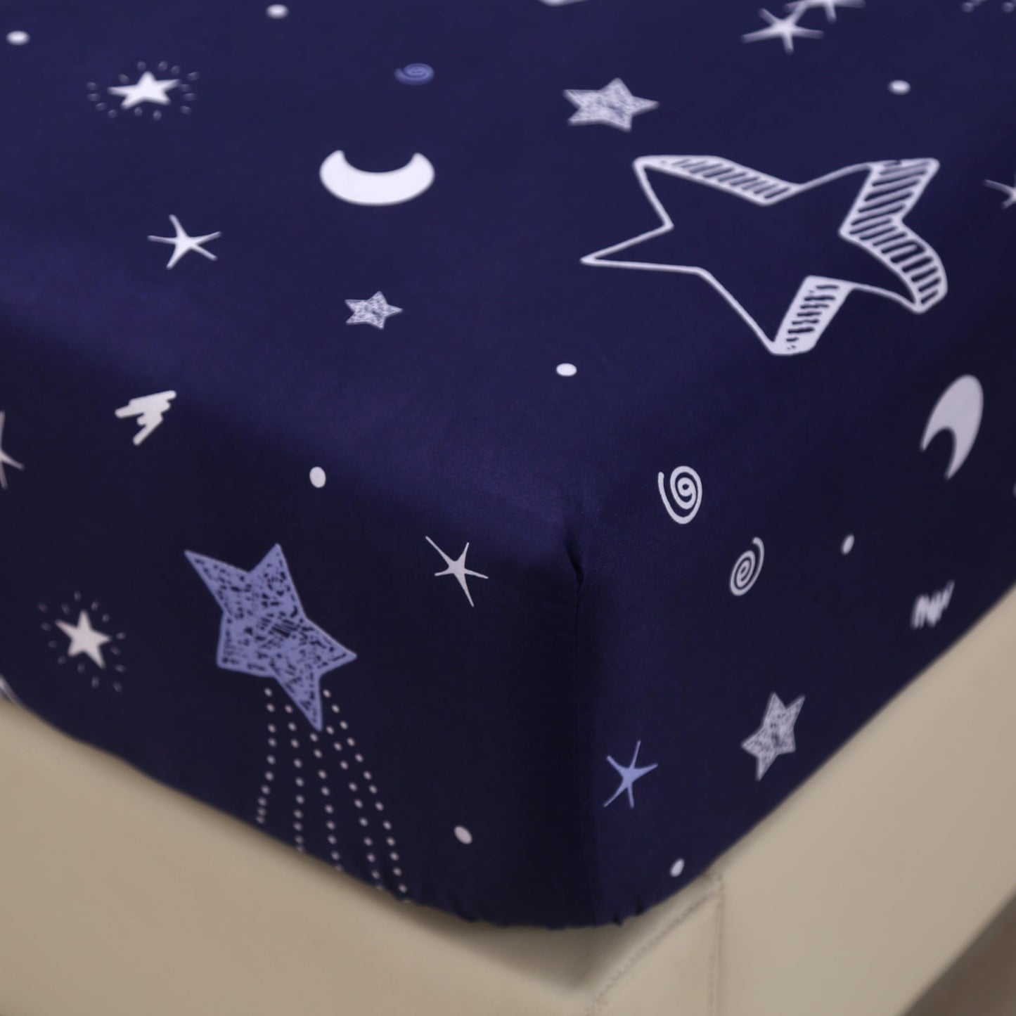 MAG 3pcs Purple Star Full Bed Sheet,Galaxy Space Microfiber Fitted Sheets with1 Fitted and 2 Pillowcases,14 Inches Deep (Purple and White,Full)