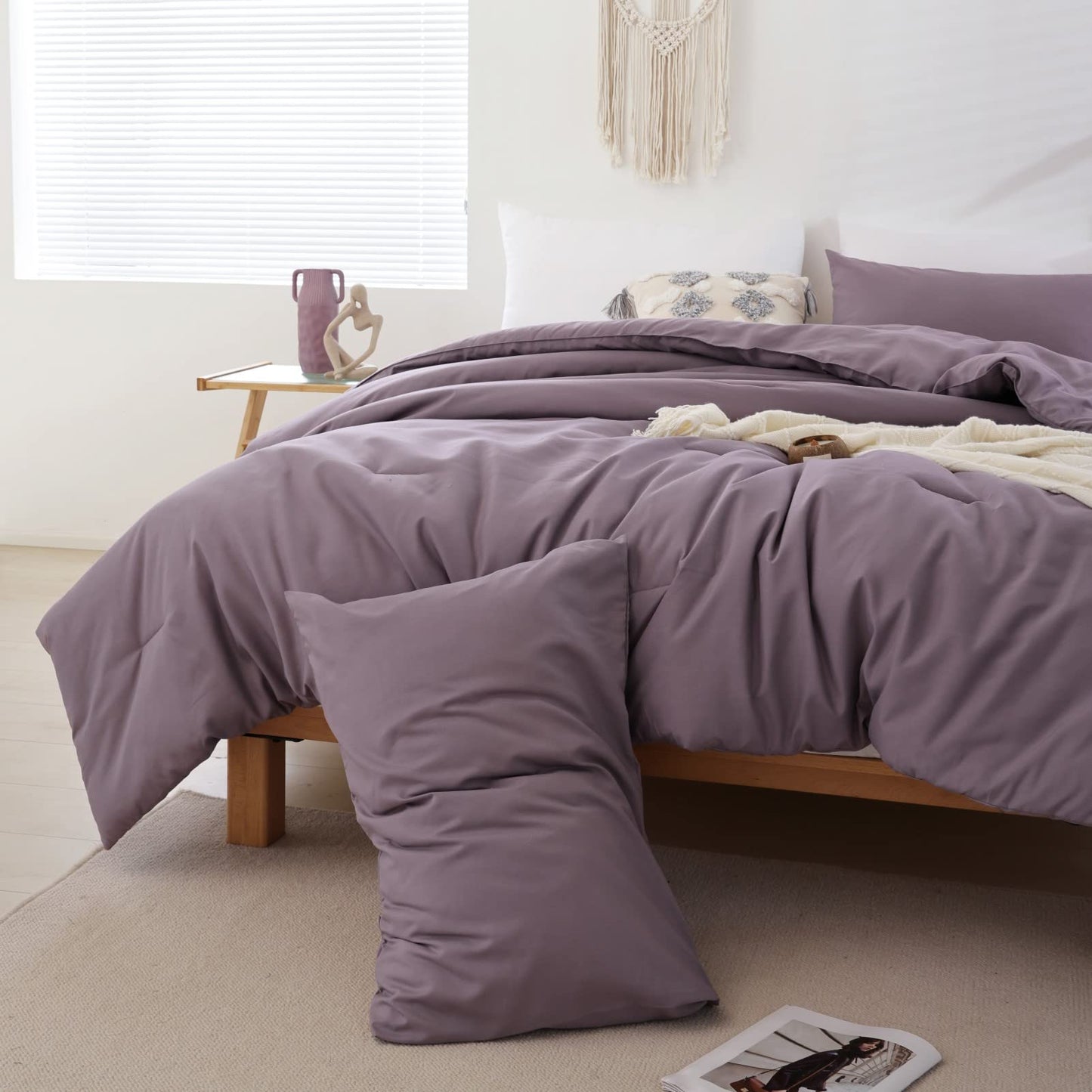ROSGONIA Dusty Purple Twin/Twin XL Comforter Set for Boys Girls, 1 Comforter & 1 Pillowcase, Lightweight Kids Comforter Sets All Season Dorm Bedding