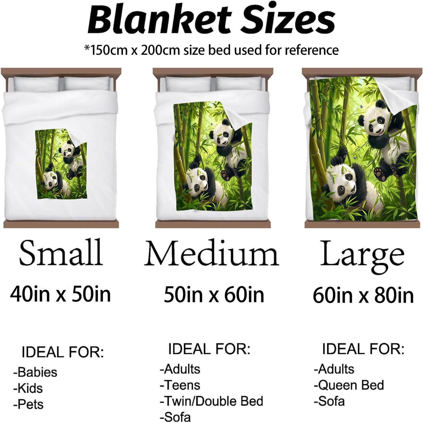 Kibue Funny Pandas Blanket Warm & Cozy Flannel Throw Blanket - Soft Plush Lightweight Blankets for Travel, Sofa, Bedroom, Office, Home Decor for Adults Kids Women 60"×50"