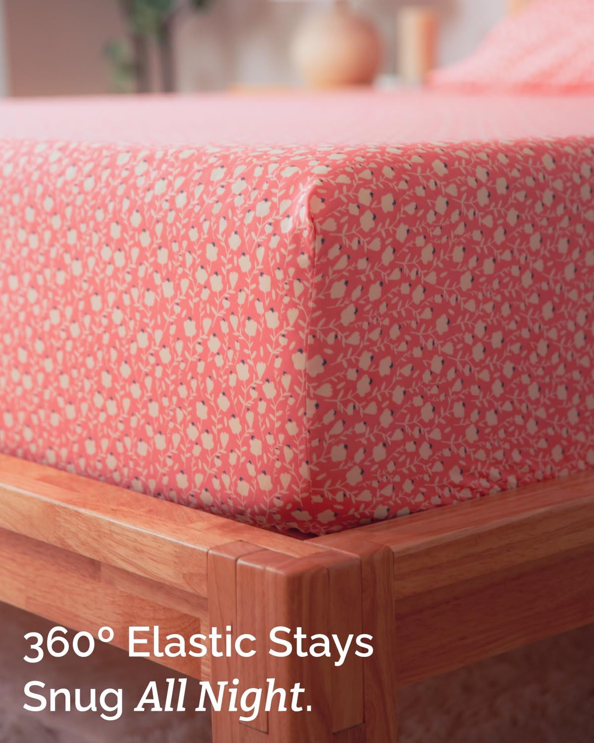 Floral Sheets - Pink & White Bed Sheet Set - 1 Flat, 1 Fitted & 2 Pillowcases w/ Deep Pockets - Comfy, Cozy, Wrinkle & Fade Free - Boho Botanical Bedding - Soft, Breathable & Cooling - Queen Size Set