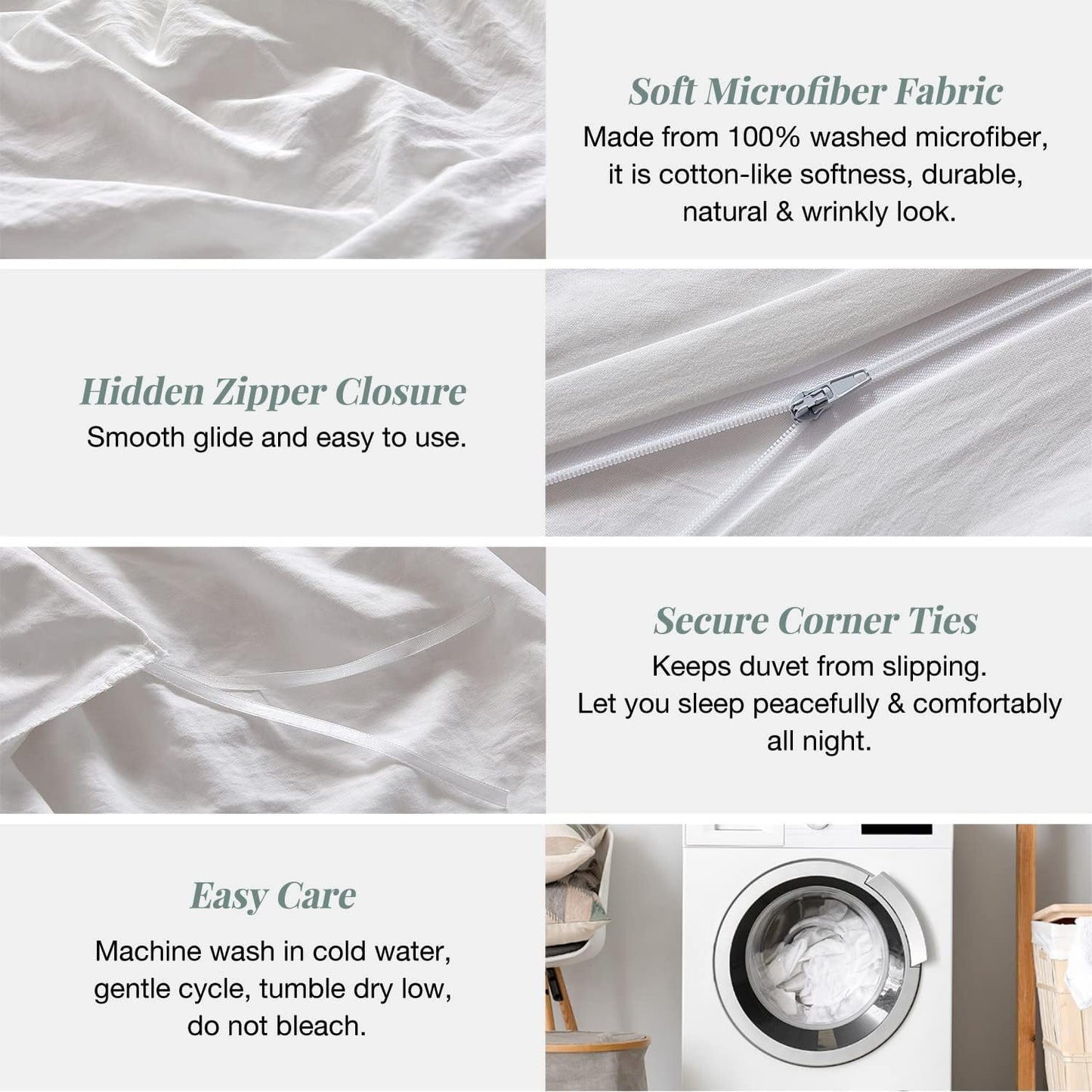 3 Side Zipper Duvet Cover Set Full Size Dark Grey - Soft Microfiber Duvet Cover Set with 3 Sided Zipper Closure, Full Size Duvet Cover (80"x90") & 2 Pillow Cases(20"x30"), NO Comforter